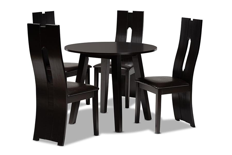 Torin Modern and Contemporary Faux Leather Upholstered and Finished Wood 5-Piece Dining Set
