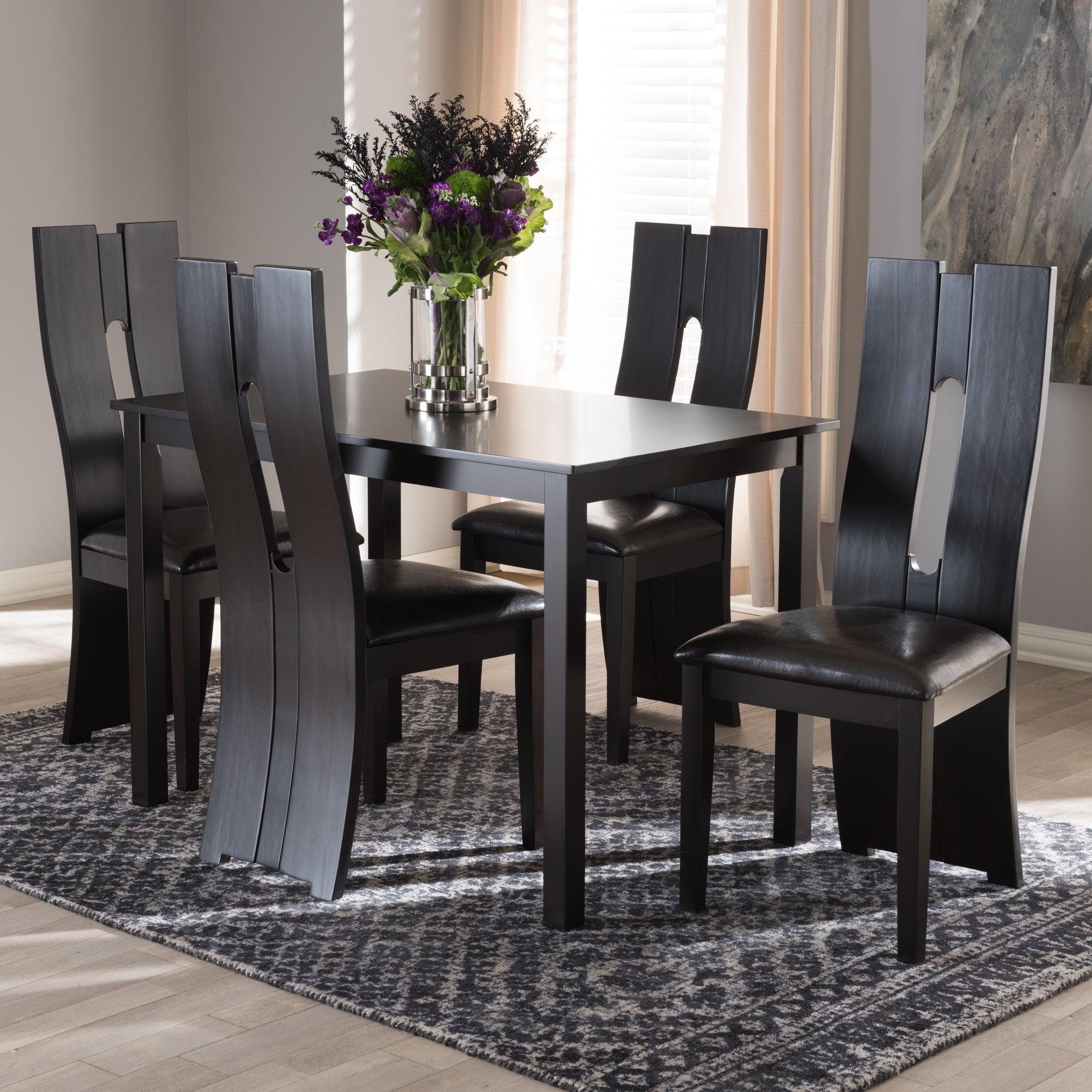 Alani Modern and Contemporary Faux Leather Upholstered 5-Piece Dining Set