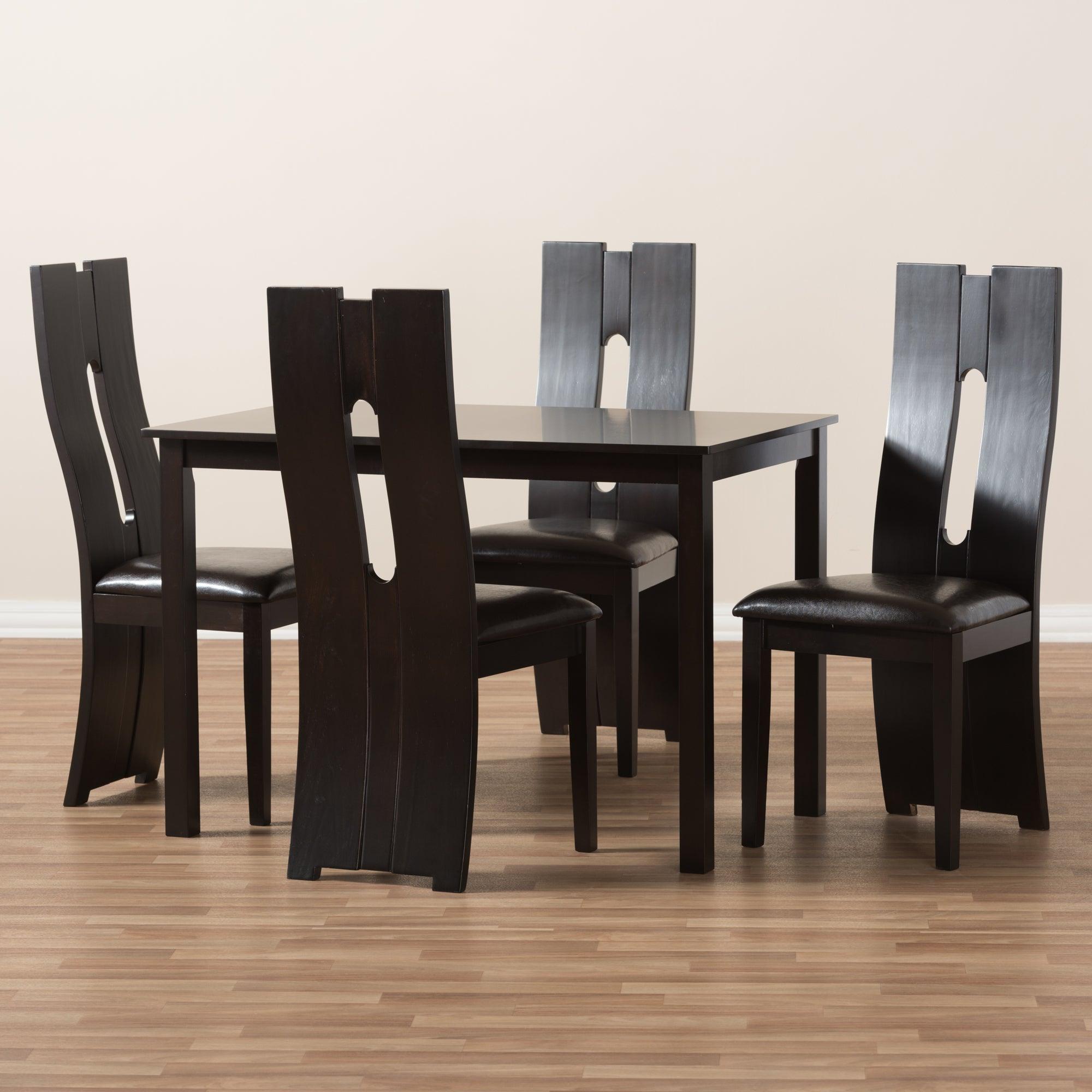 Alani Modern and Contemporary Faux Leather Upholstered 5-Piece Dining Set