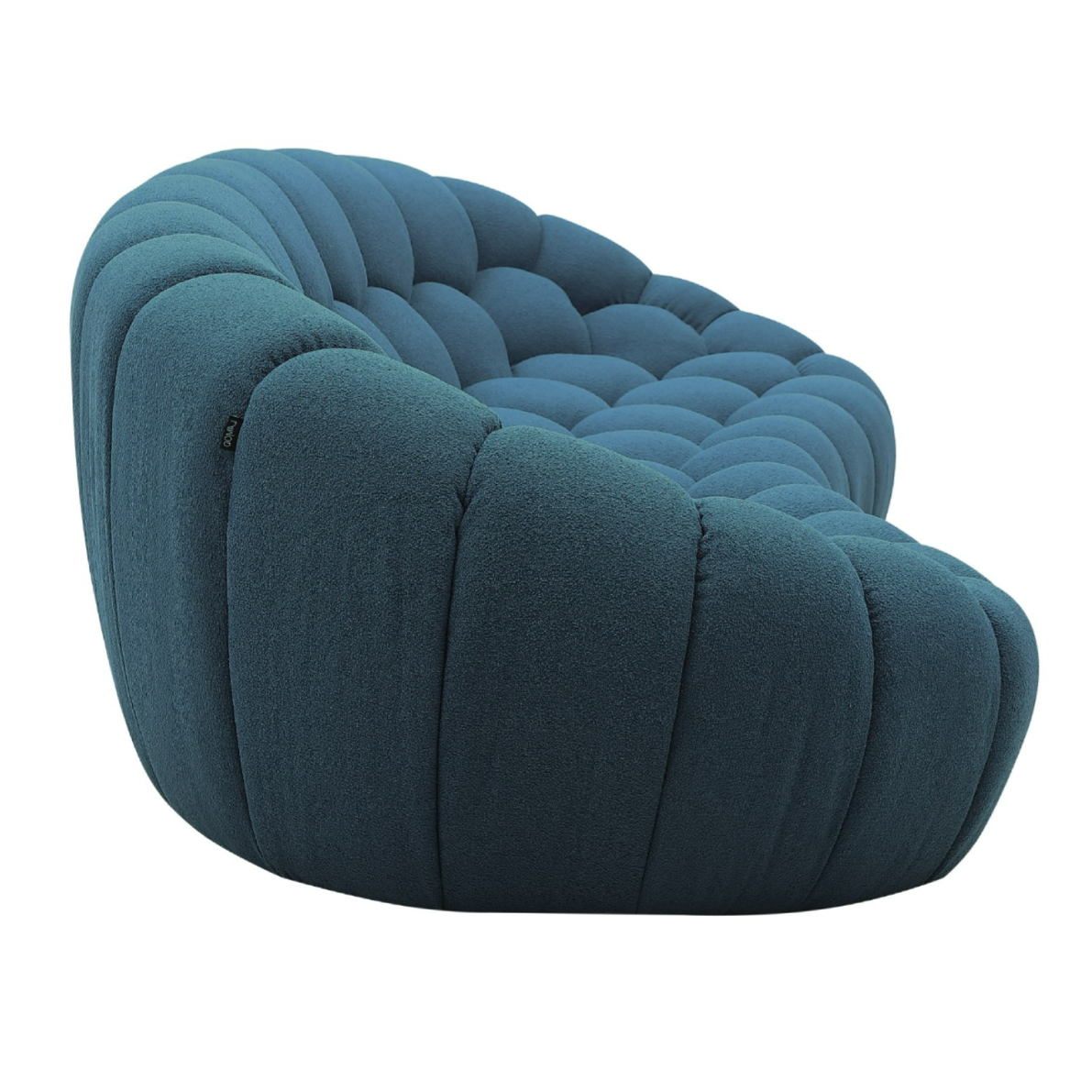 Yolonda Modern Curved Dark Teal Fabric Sofa