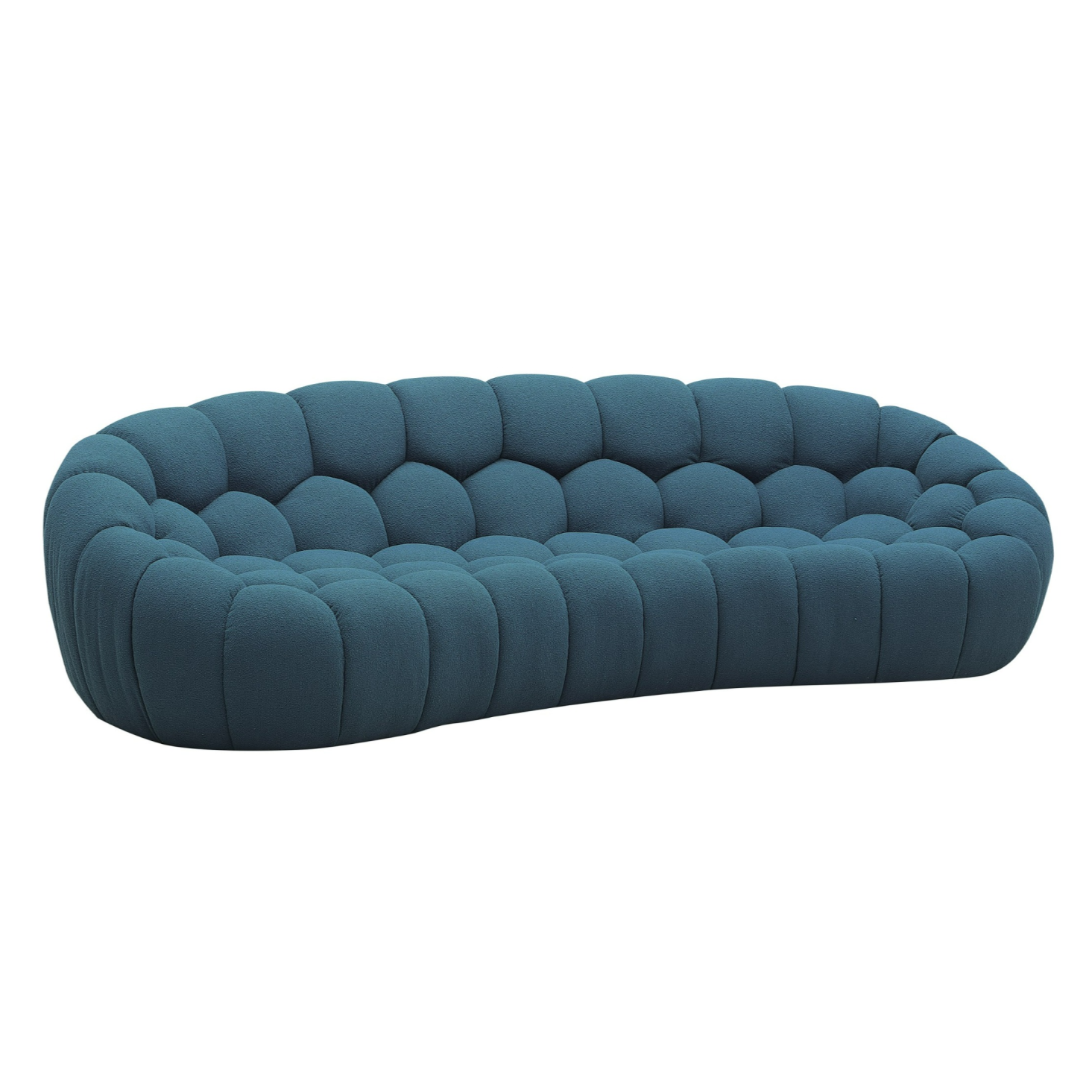 Yolonda Modern Curved Dark Teal Fabric Sofa