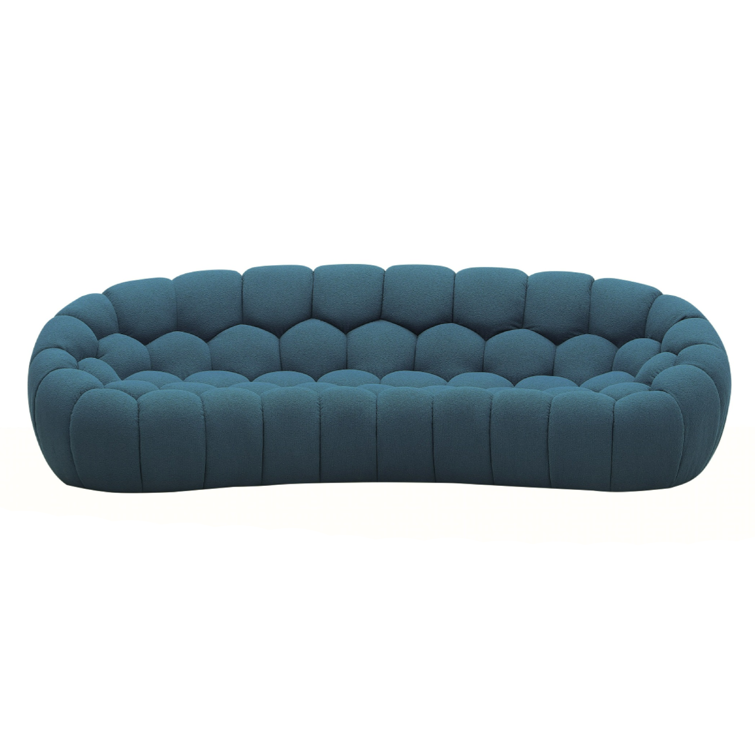 Yolonda Modern Curved Dark Teal Fabric Sofa