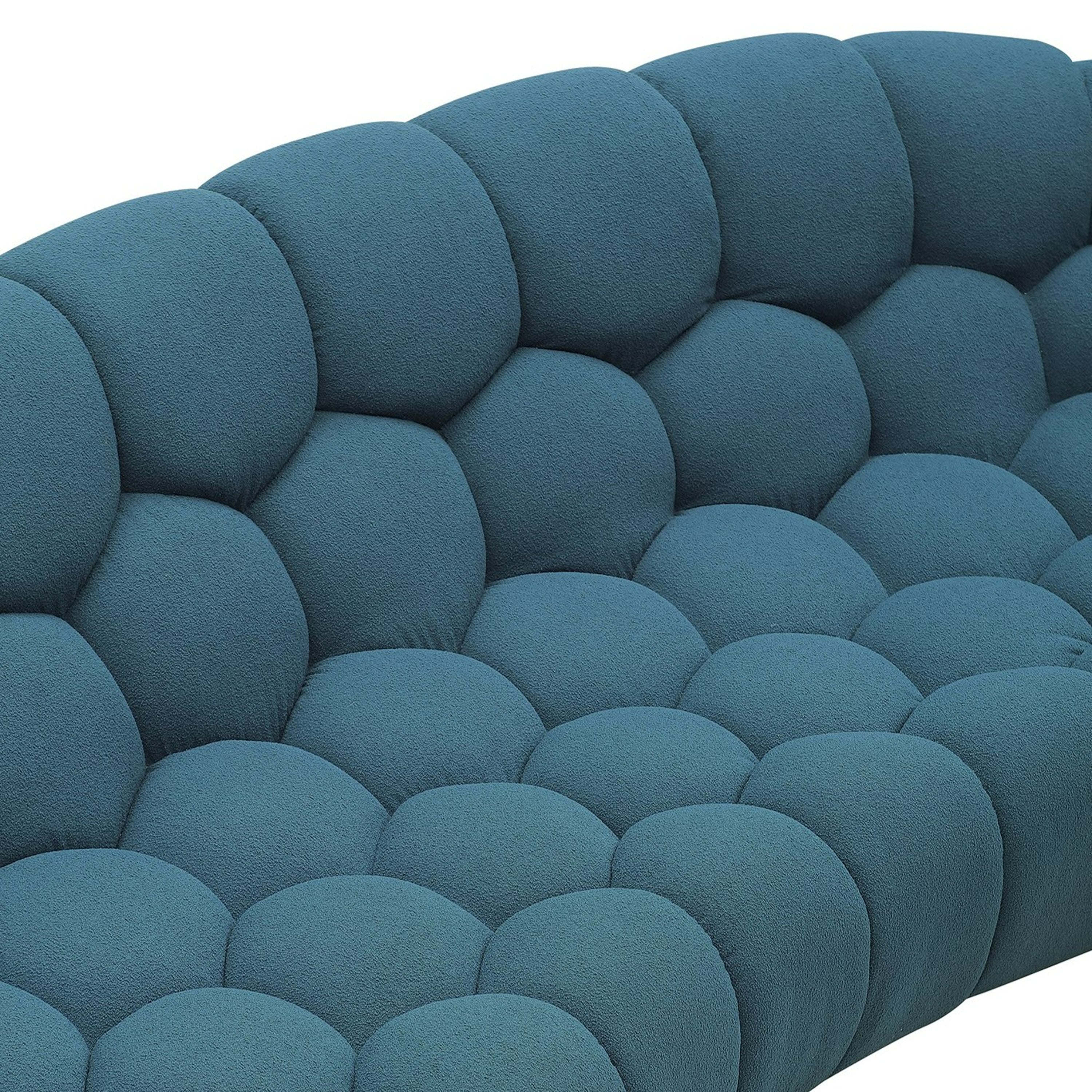 Yolonda Modern Curved Dark Teal Fabric Sofa