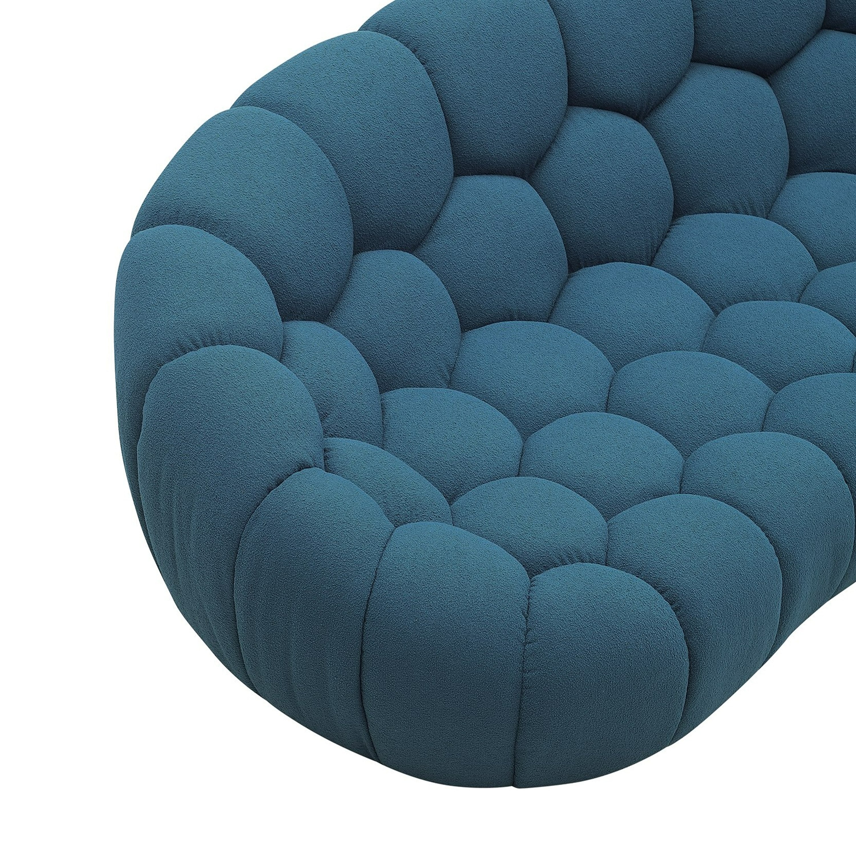 Yolonda Modern Curved Dark Teal Fabric Sofa
