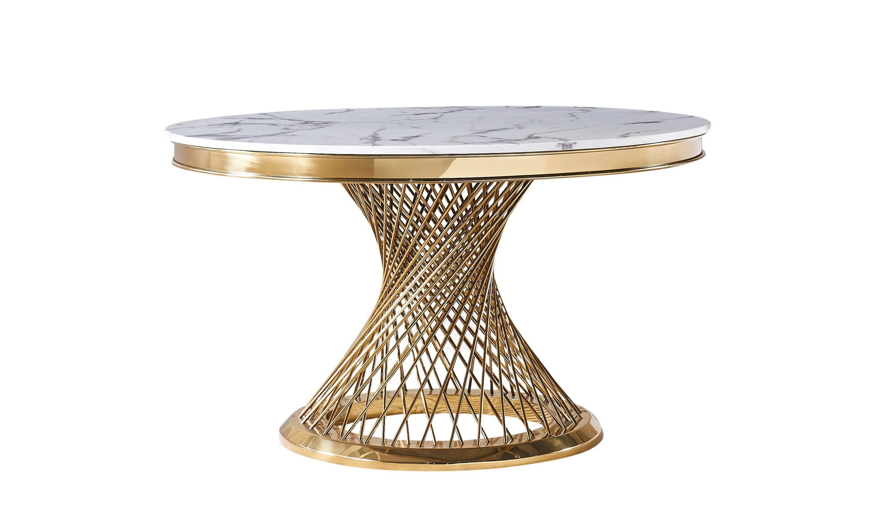 Modrest Potter - Marble & Stainless Steel Round Dining Table-Dining Table-VIG-Wall2Wall Furnishings