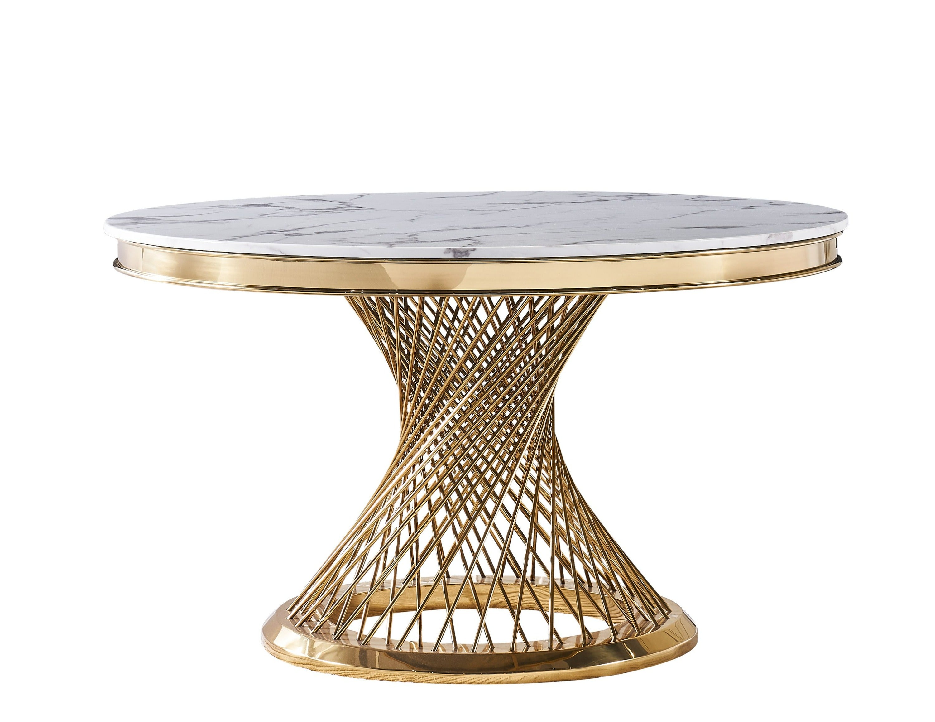Modrest Potter - Marble & Stainless Steel Round Dining Table-Dining Table-VIG-Wall2Wall Furnishings
