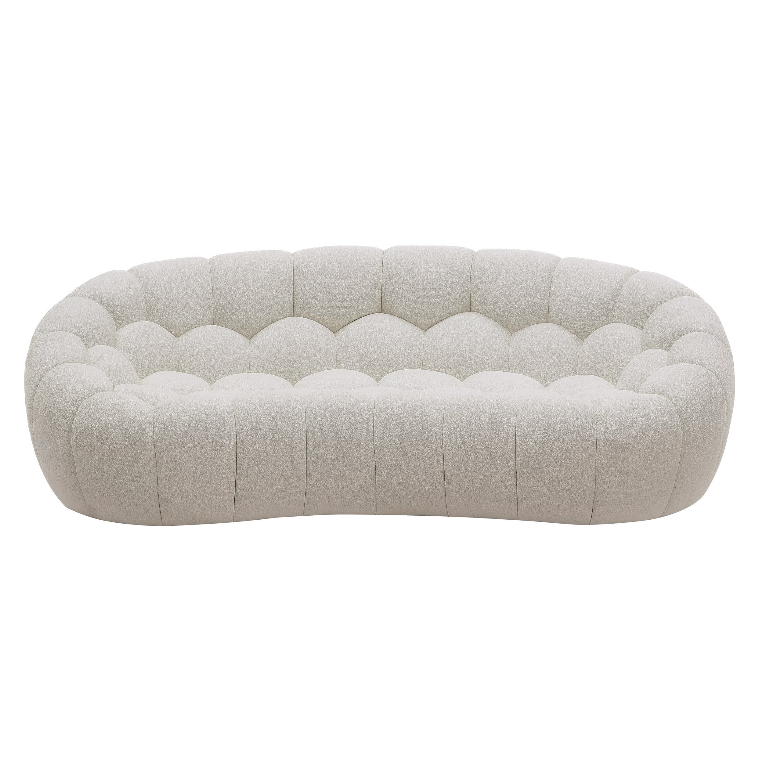 Yolonda Modern Curved Fabric Loveseat