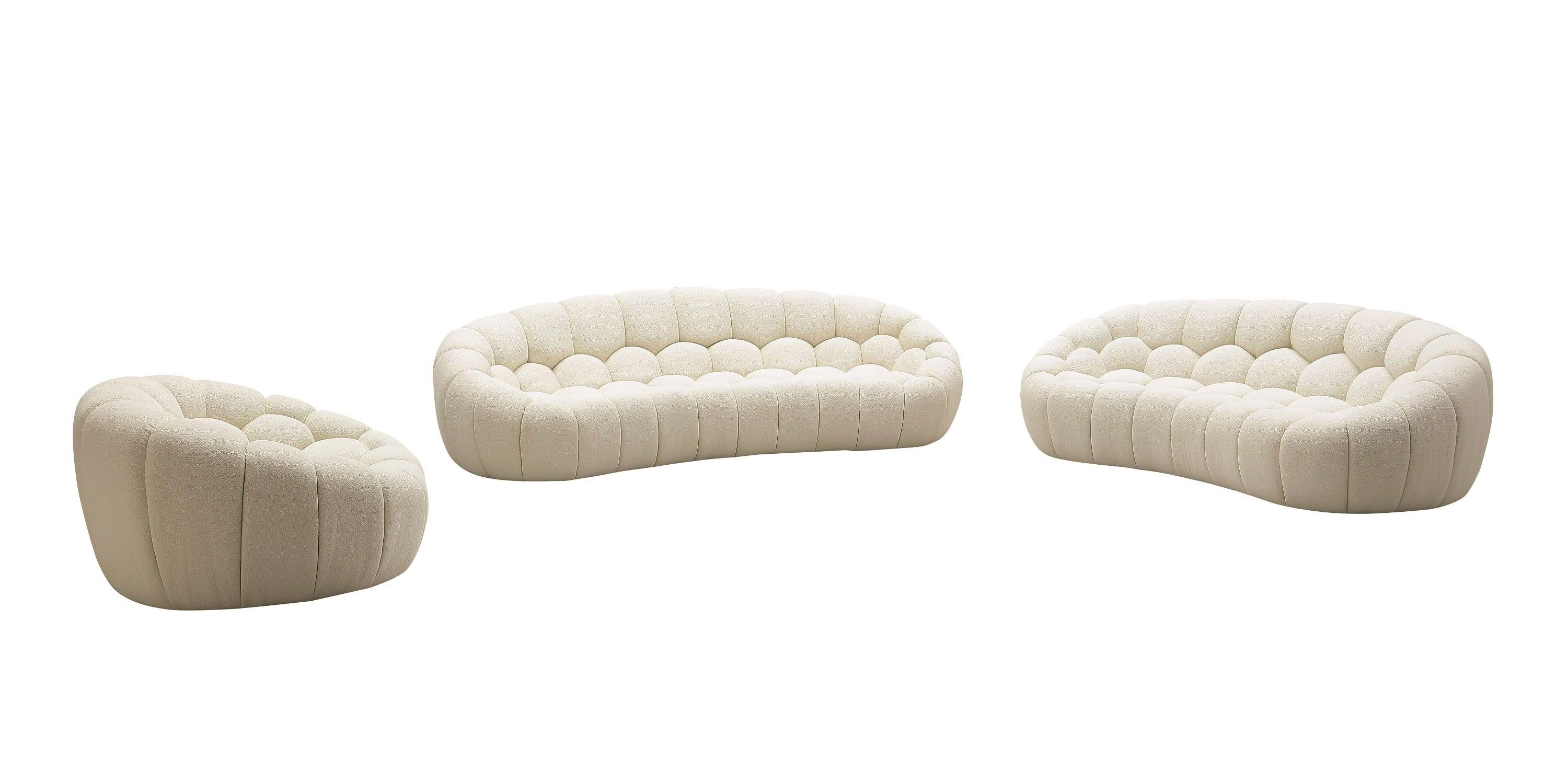 Divani Casa Yolonda Modern Curved Fabric Sofa Set