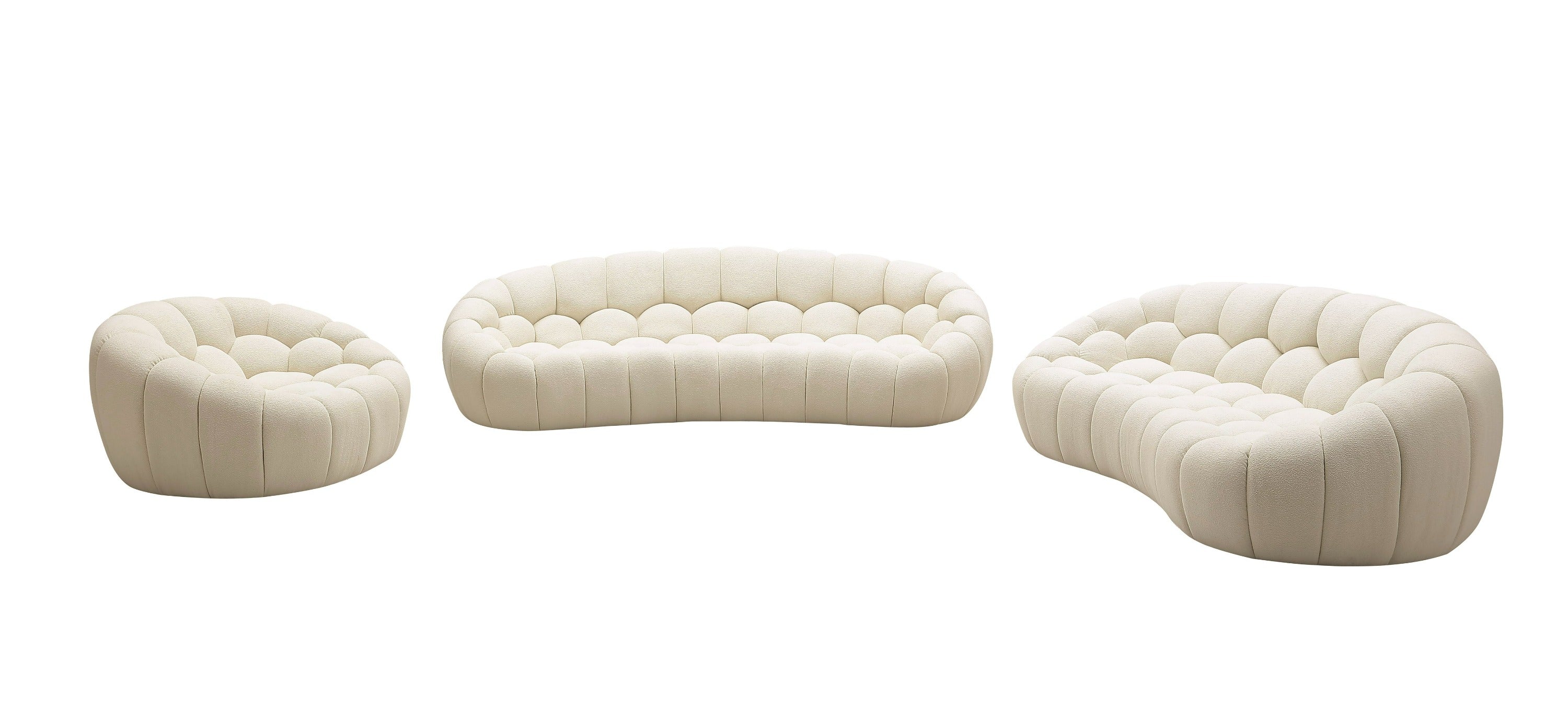 Divani Casa Yolonda - Modern Curved Off- Fabric Sofa Set-Sofa Set-VIG-Wall2Wall Furnishings