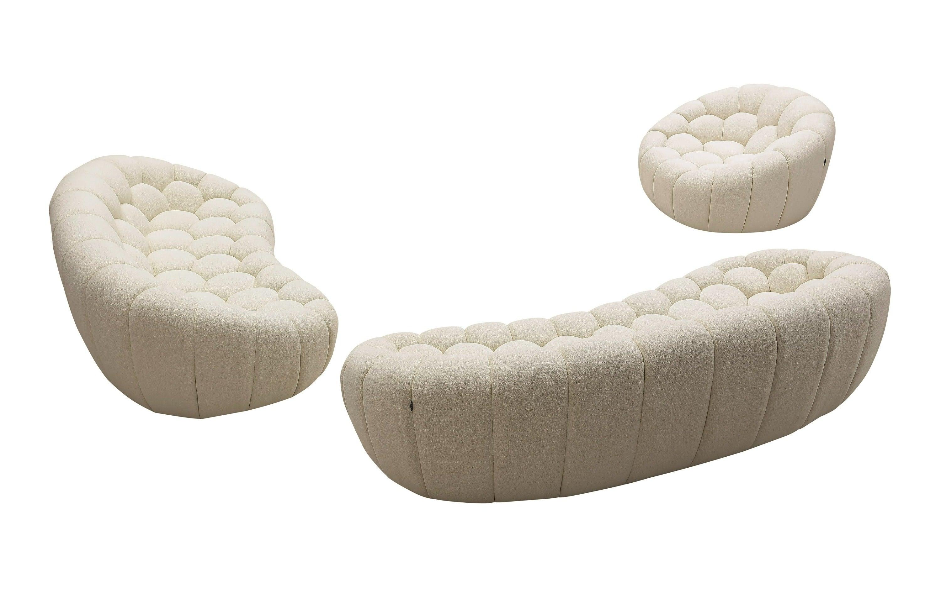 Divani Casa Yolonda Modern Curved Fabric Sofa Set