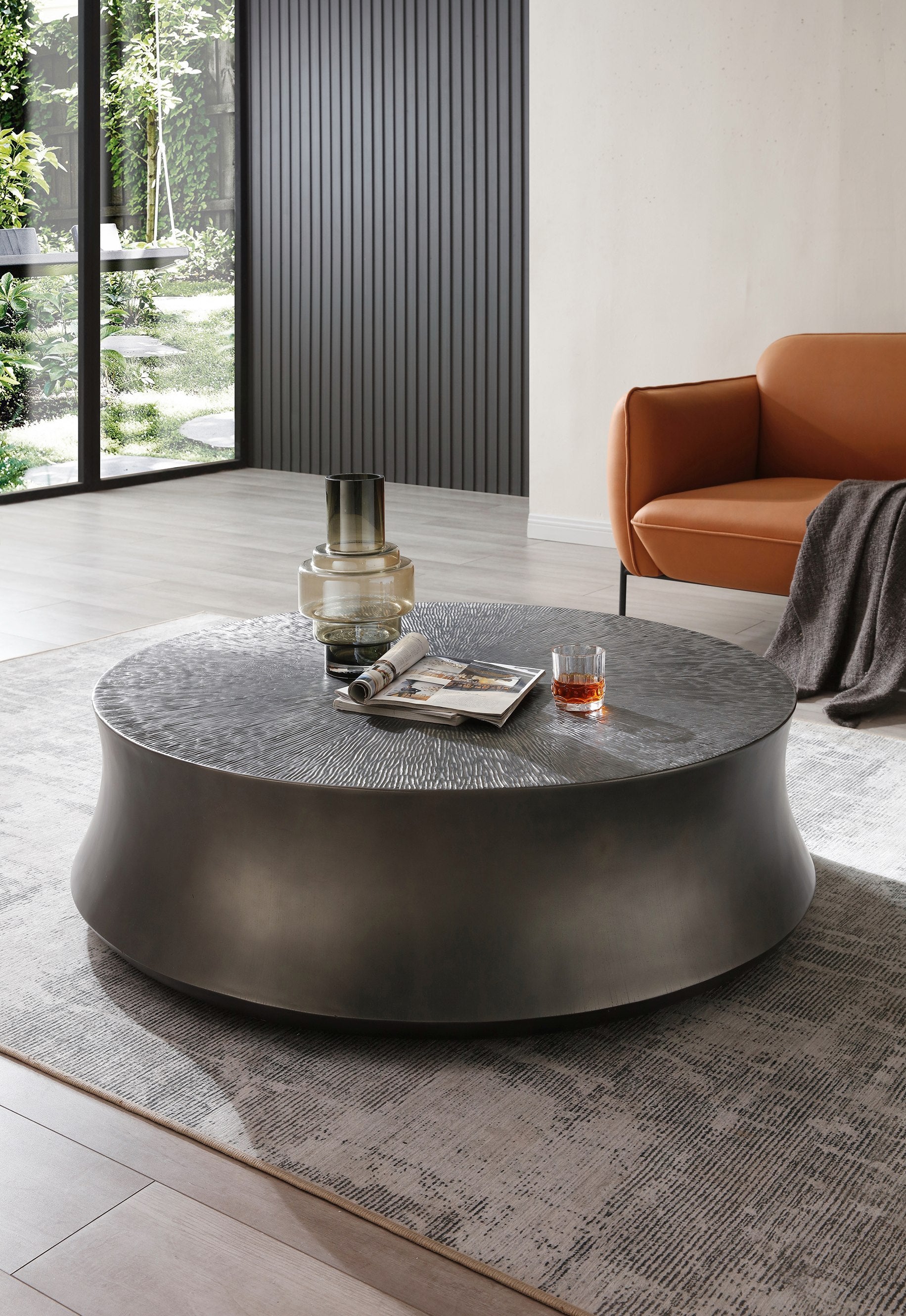 Modrest Airdrie - Modern Antique Large Round Coffee Table-Coffee Table-VIG-Wall2Wall Furnishings