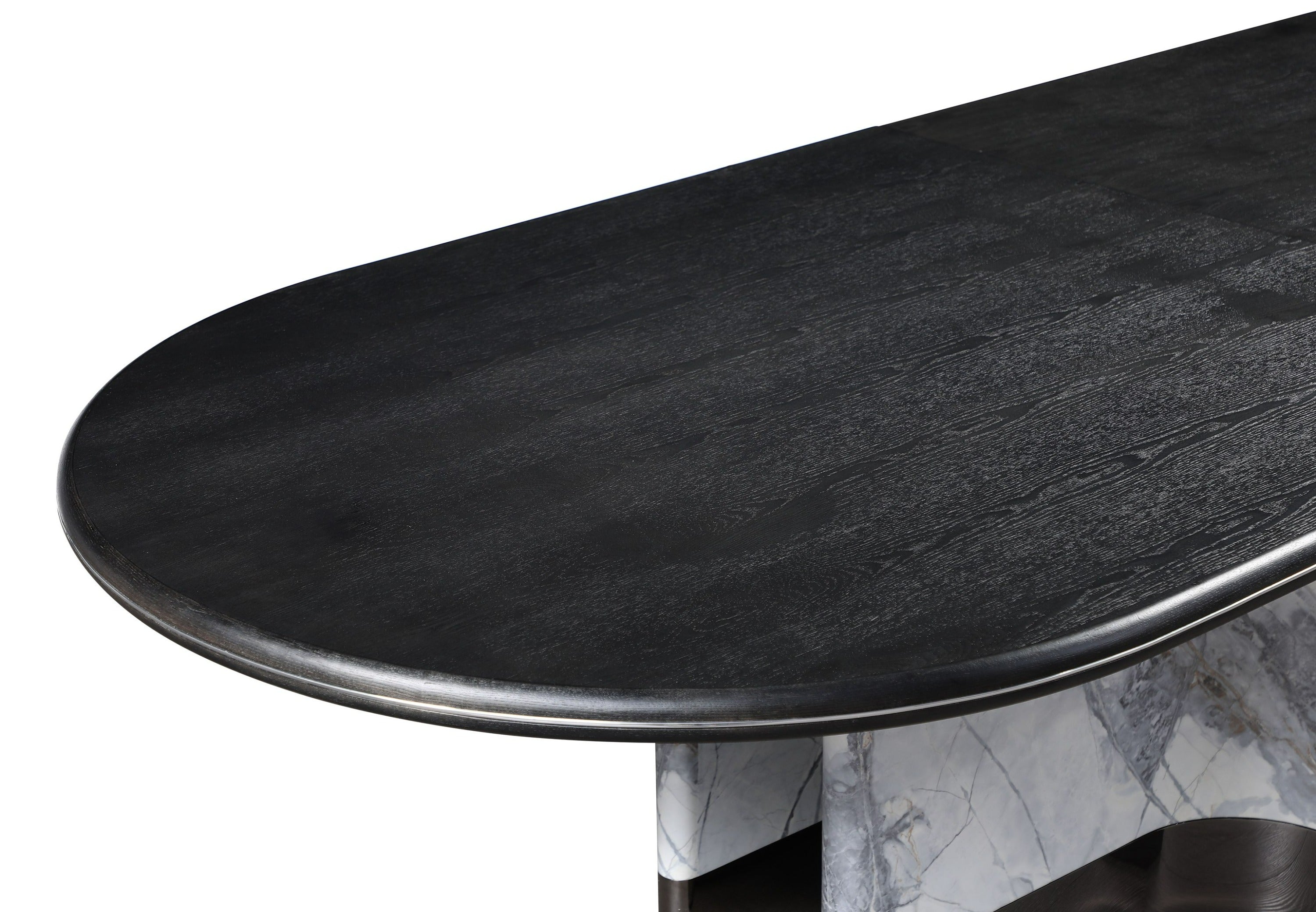 Modrest Renfew - Modern Oak + Faux Marble Oval Dining Table-Dining Table-VIG-Wall2Wall Furnishings