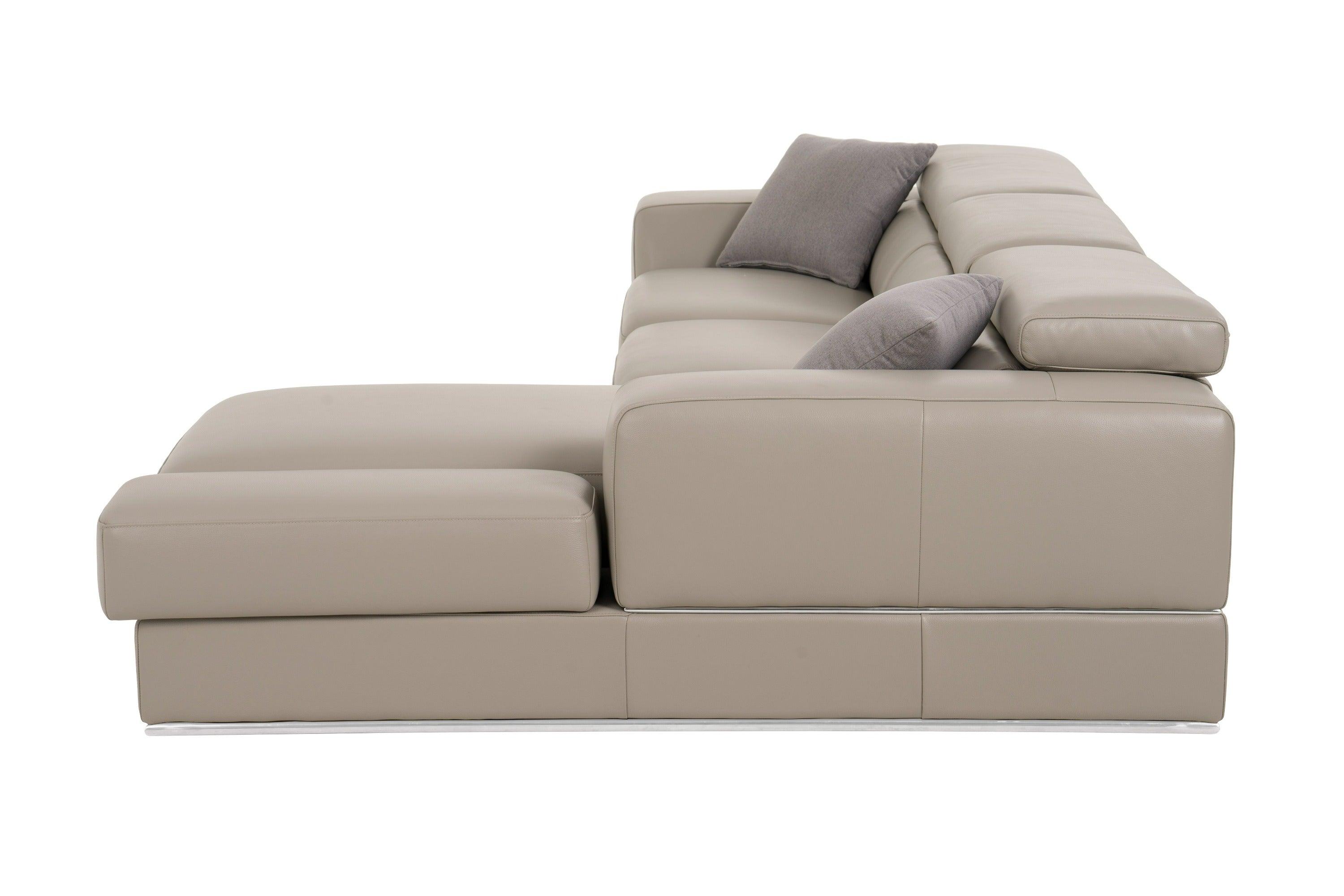 Divani Casa Pella Mini Modern Italian Leather Right Facing Chaise Sectional Sofa
