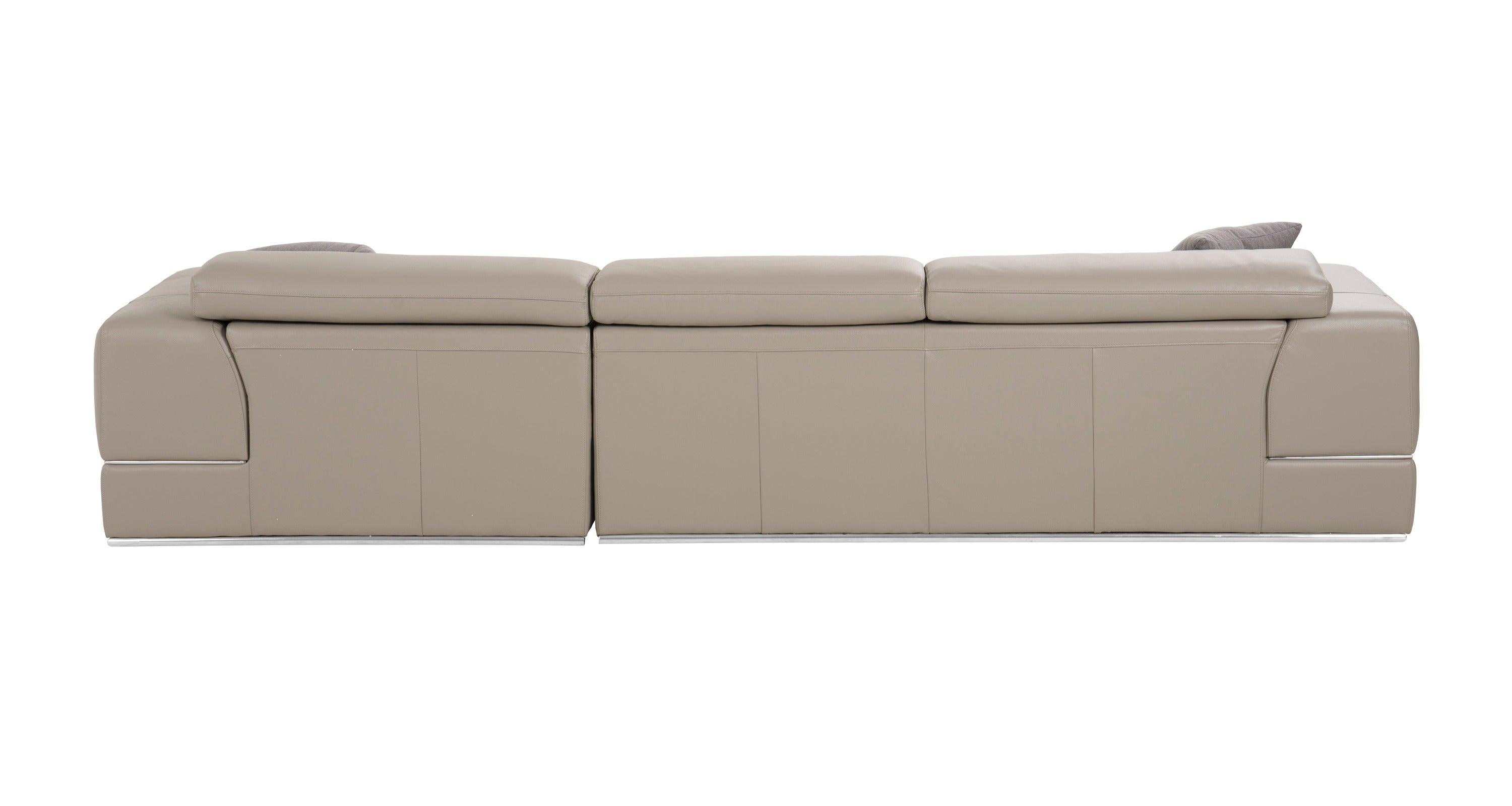 Divani Casa Pella Mini Modern Italian Leather Right Facing Chaise Sectional Sofa