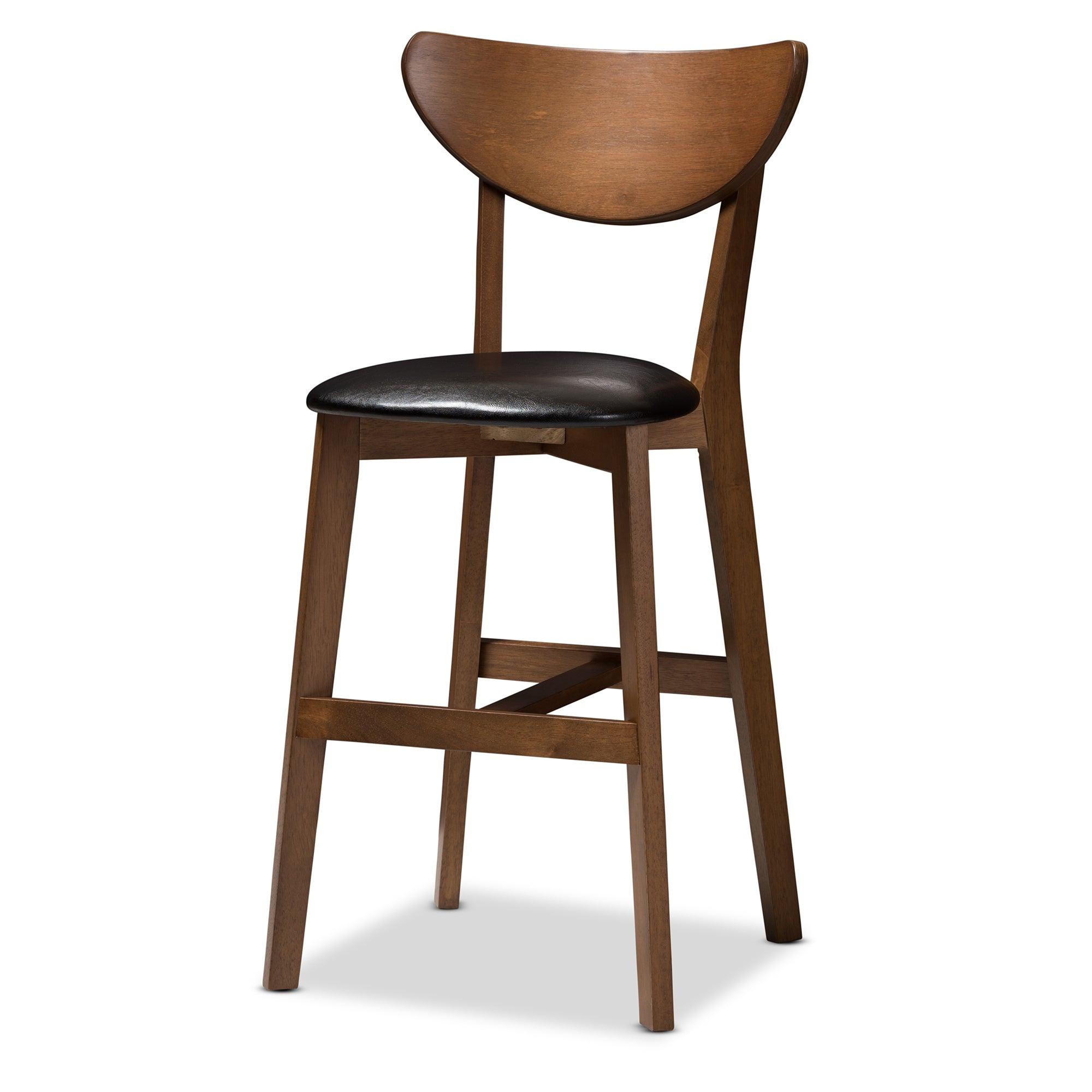 Eline Mid-Century Modern Faux Leather Upholstered Finished 5-Piece Pub Set