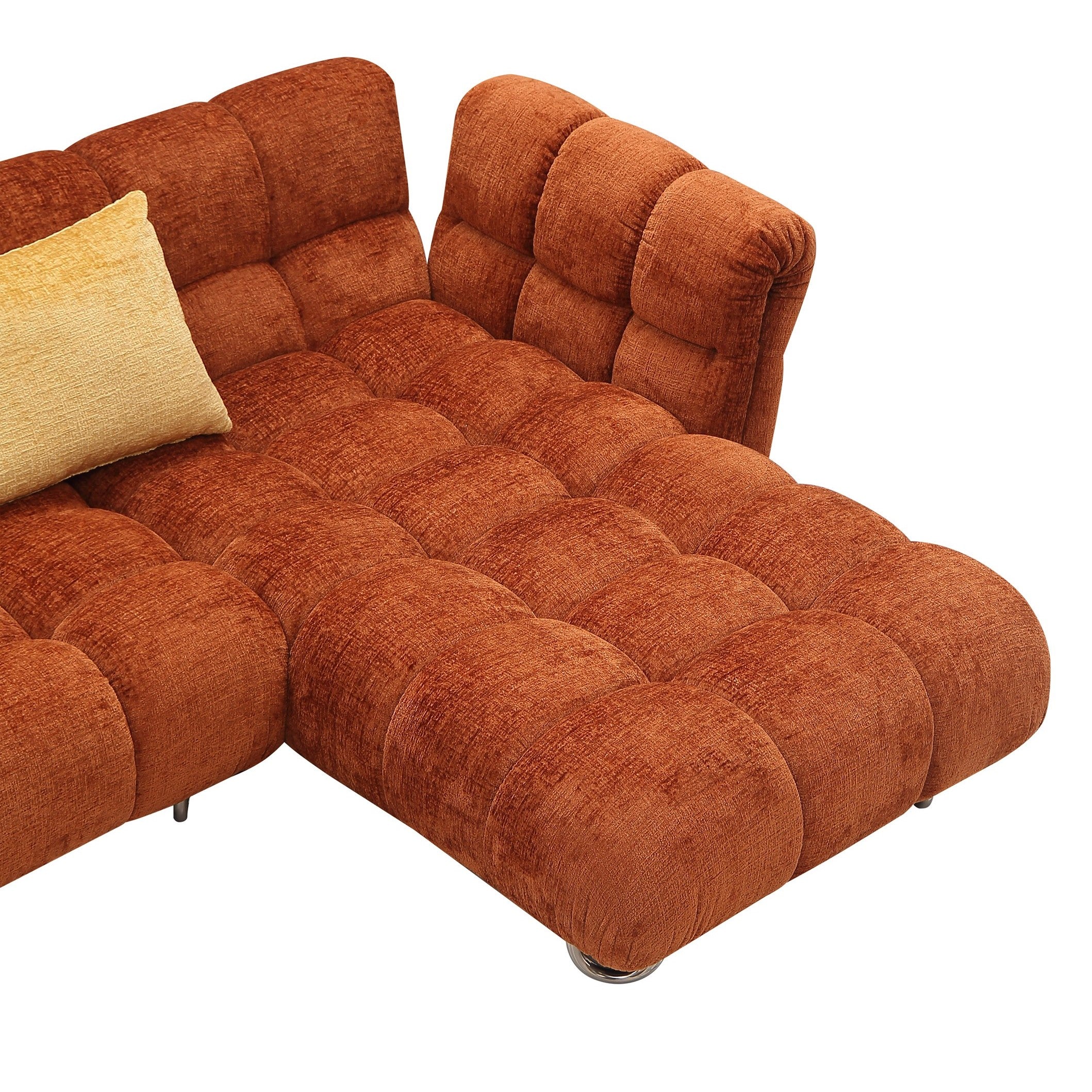 Jacinda Modern Burnt Fabric Right Facing Sectional Sofa and 2 Pillows