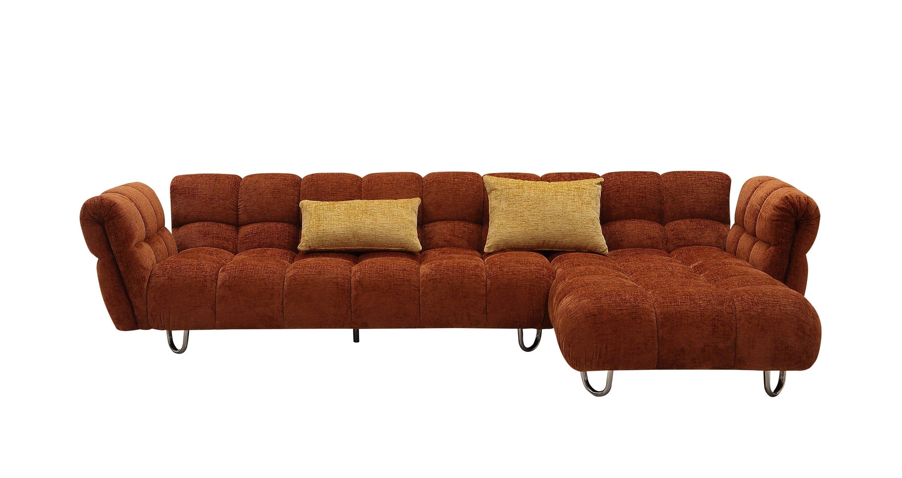 Divani Casa Jacinda - Modern Burnt Fabric Right Facing Sectional Sofa + 2 Pillows-Sectional Sofa-VIG-Wall2Wall Furnishings