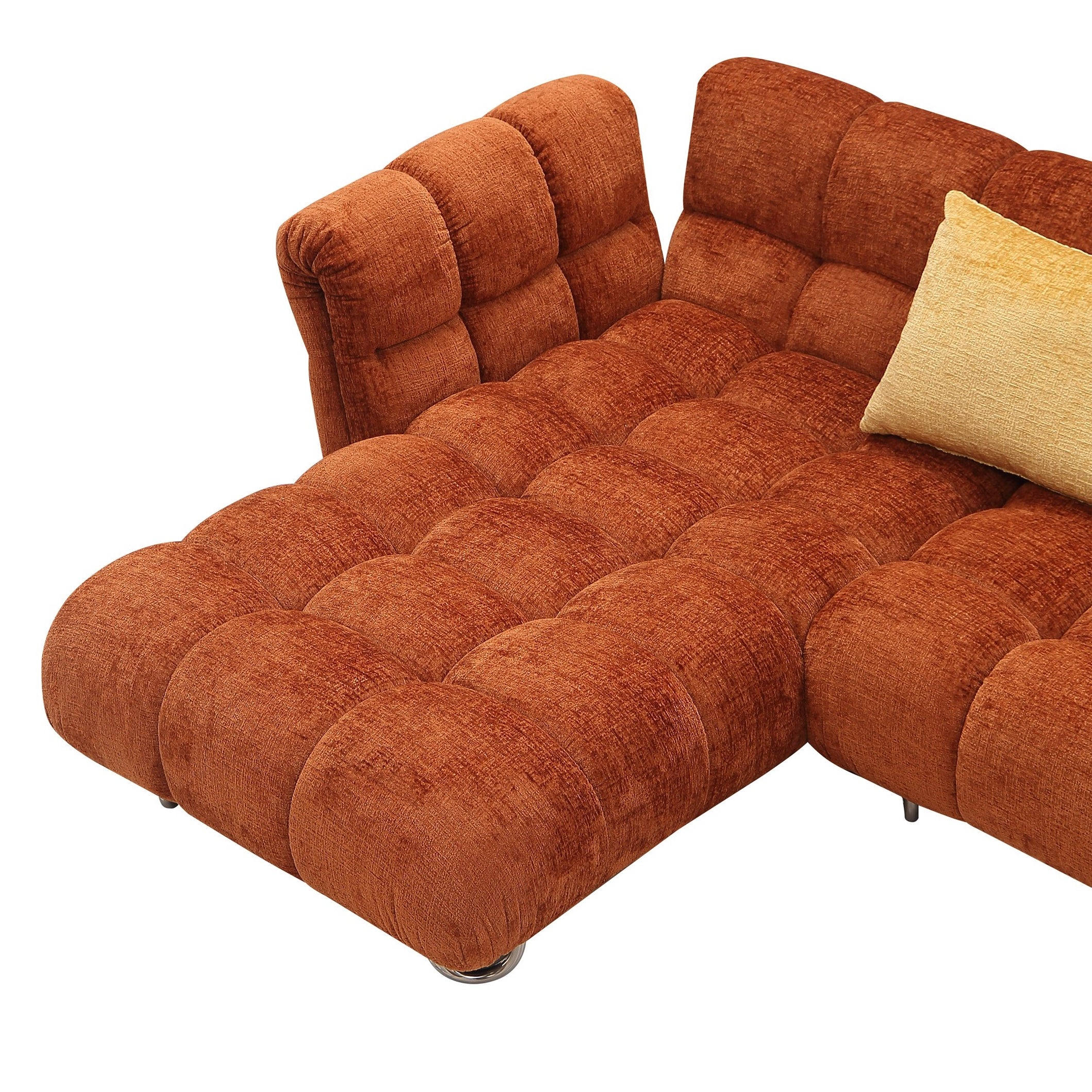 Jacinda Modern Burnt Fabric Left Facing Sectional Sofa and 2 Pillows
