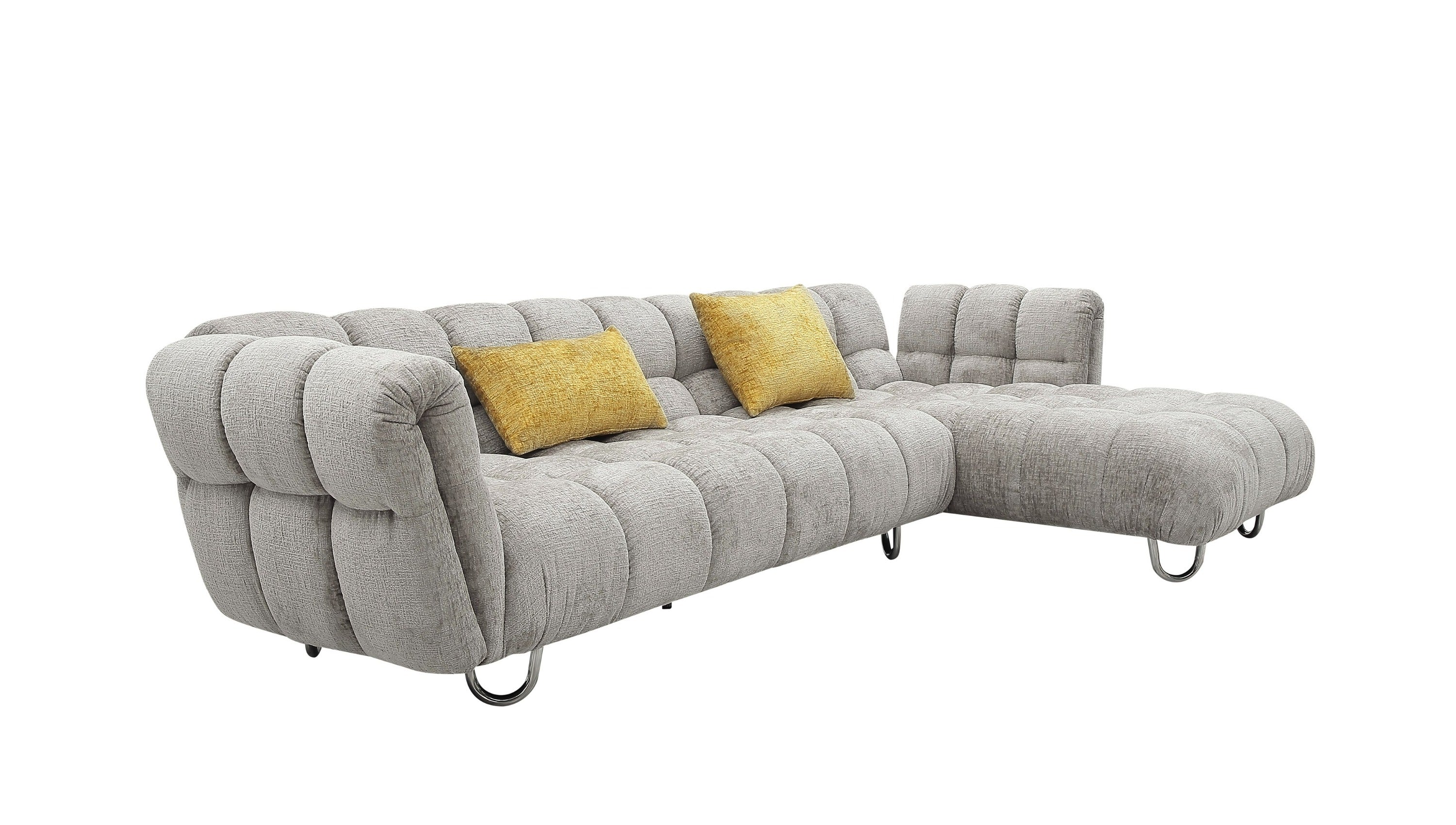Divani Casa Jacinda - Modern Fabric Right Facing Sectional Sofa with 2 Pillows-Sectional Sofa-VIG-Wall2Wall Furnishings