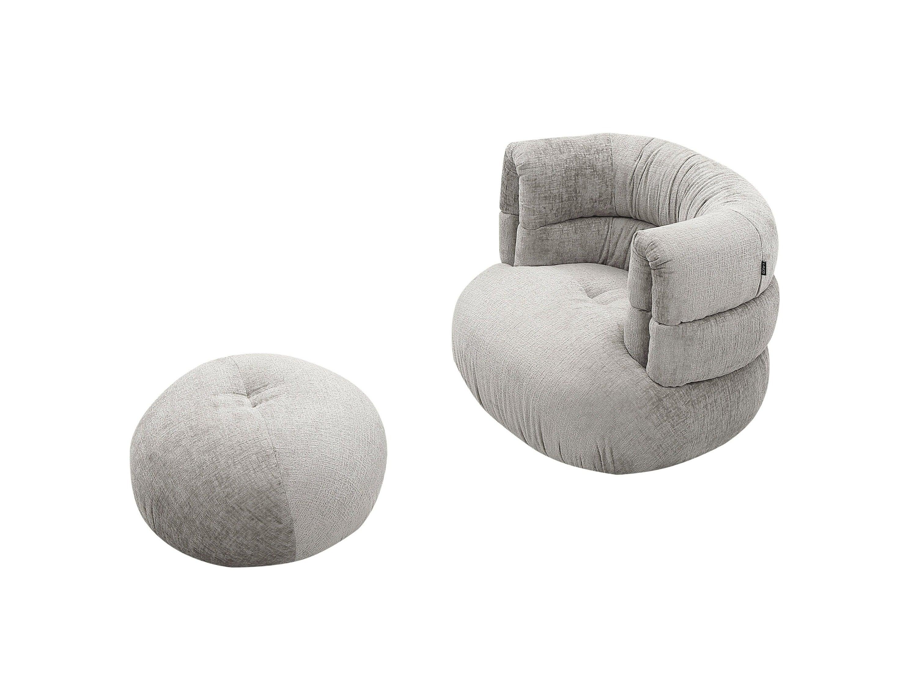 Divani Casa Shay Modern Fabric Accent Chair Ottoman