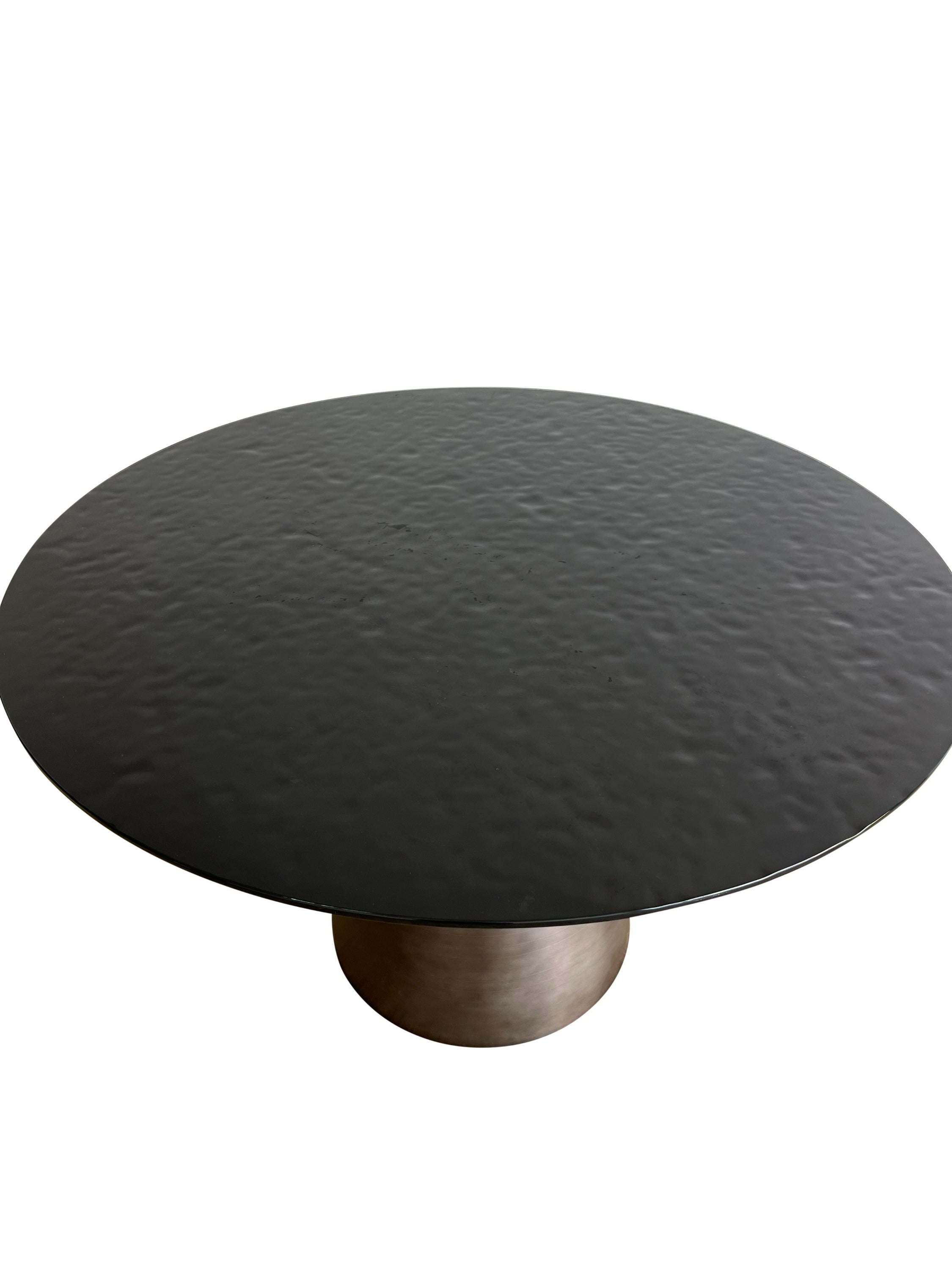 Modrest Calexico - Contemporary Wave Glass Round Dining Table-Dining Table-VIG-Wall2Wall Furnishings