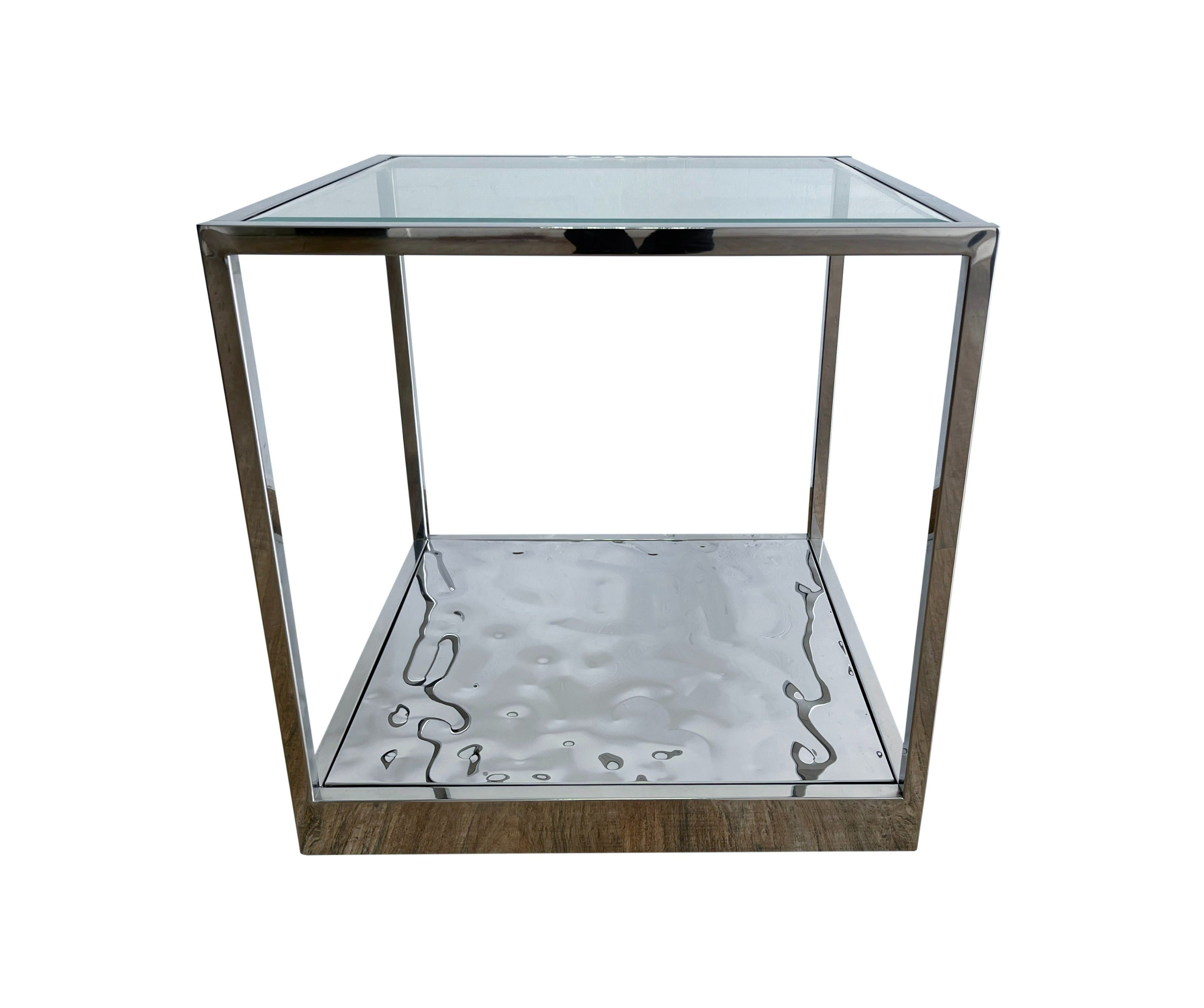 Modrest Braxton - Contemporary Clear Wave Glass End Table-End Table-VIG-Wall2Wall Furnishings
