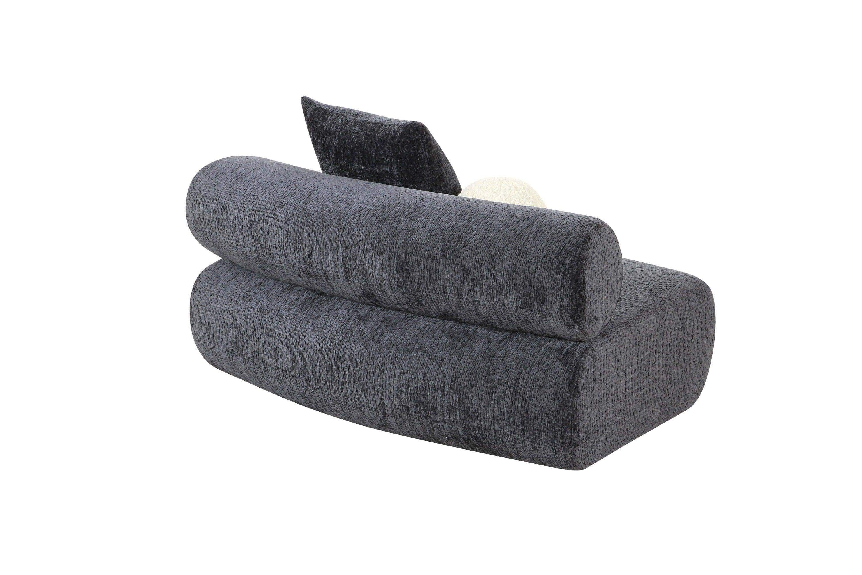 Divani Casa Simpson Contemporary Fabric Curved Modular Armless Seat with Throw Pillows