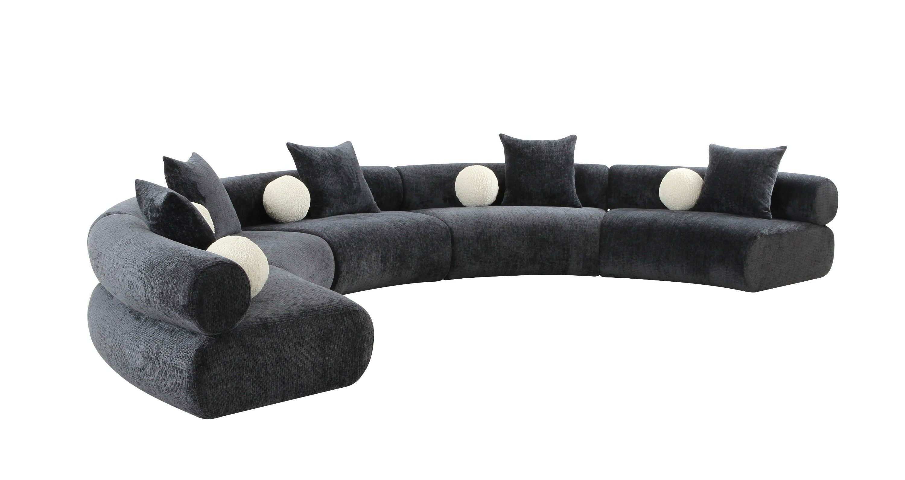 Divani Casa Simpson - Contemporary Fabric Curved Modular Sectional Sofa with Throw Pillows-Sectional Sofa-VIG-Wall2Wall Furnishings