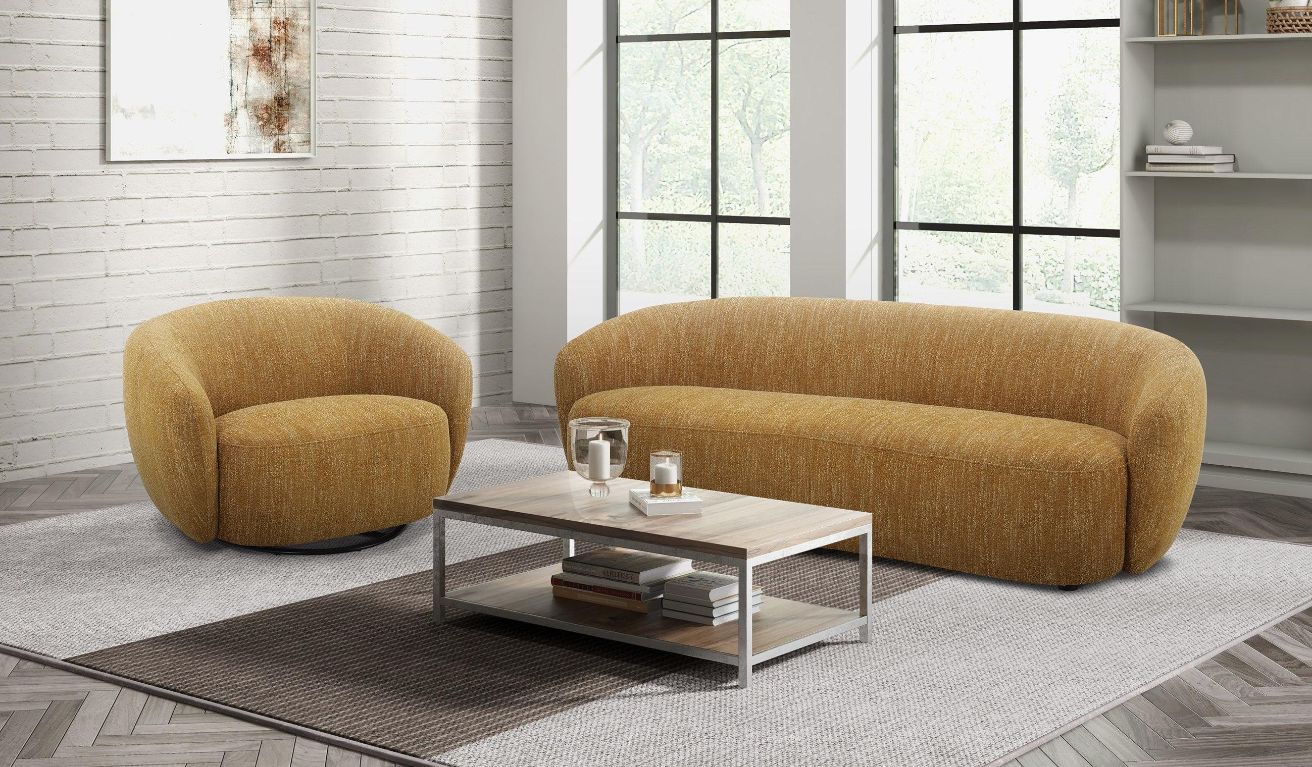 Divani Casa Norris Modern Mustard Fabric Sofa