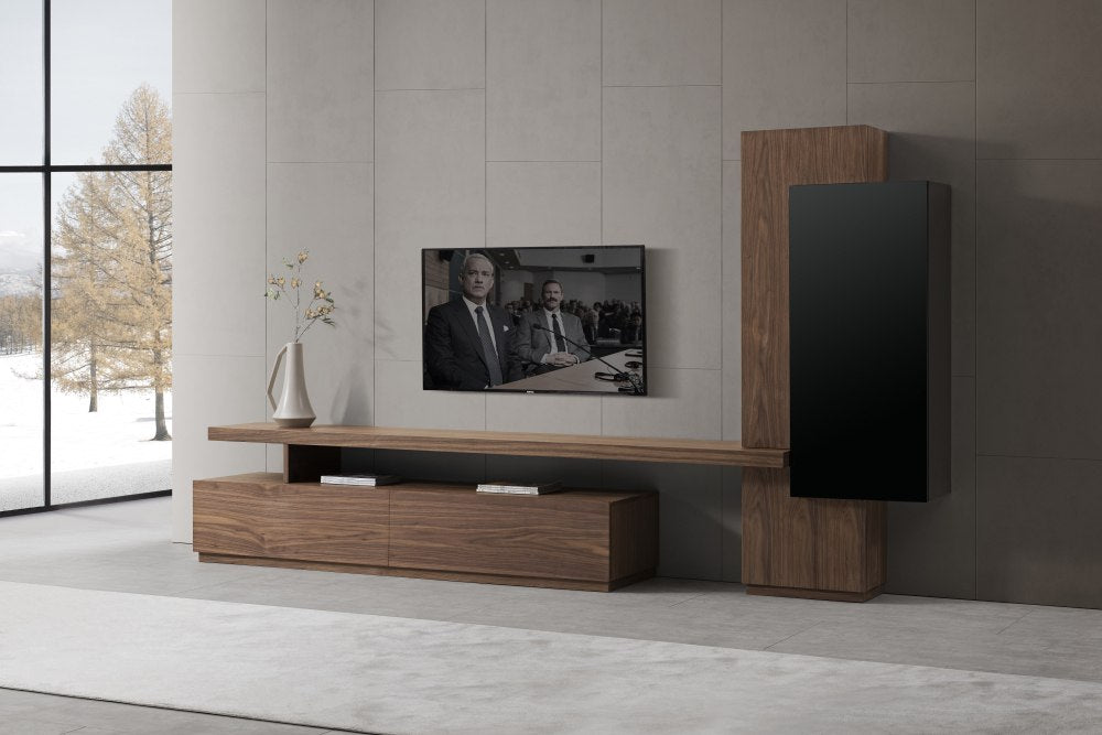 Modrest Bashia - Contemporary Walnut + TV Stand-TV Stand-VIG-Wall2Wall Furnishings