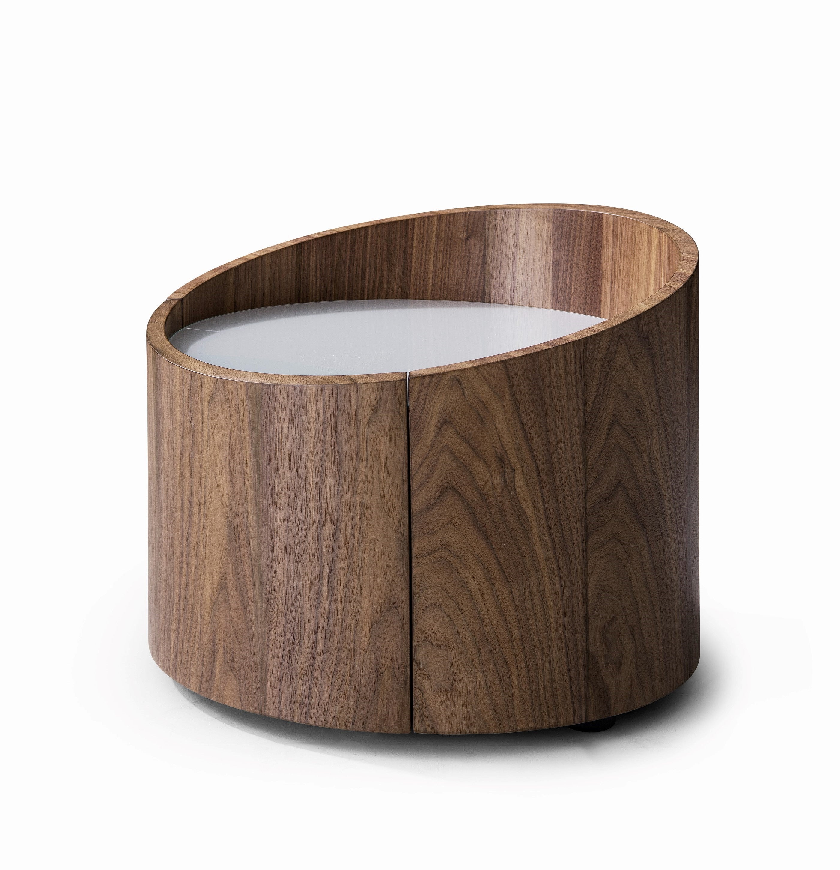 Modrest Geneva - Modern Walnut Round Nightstand-Nightstand-VIG-Wall2Wall Furnishings