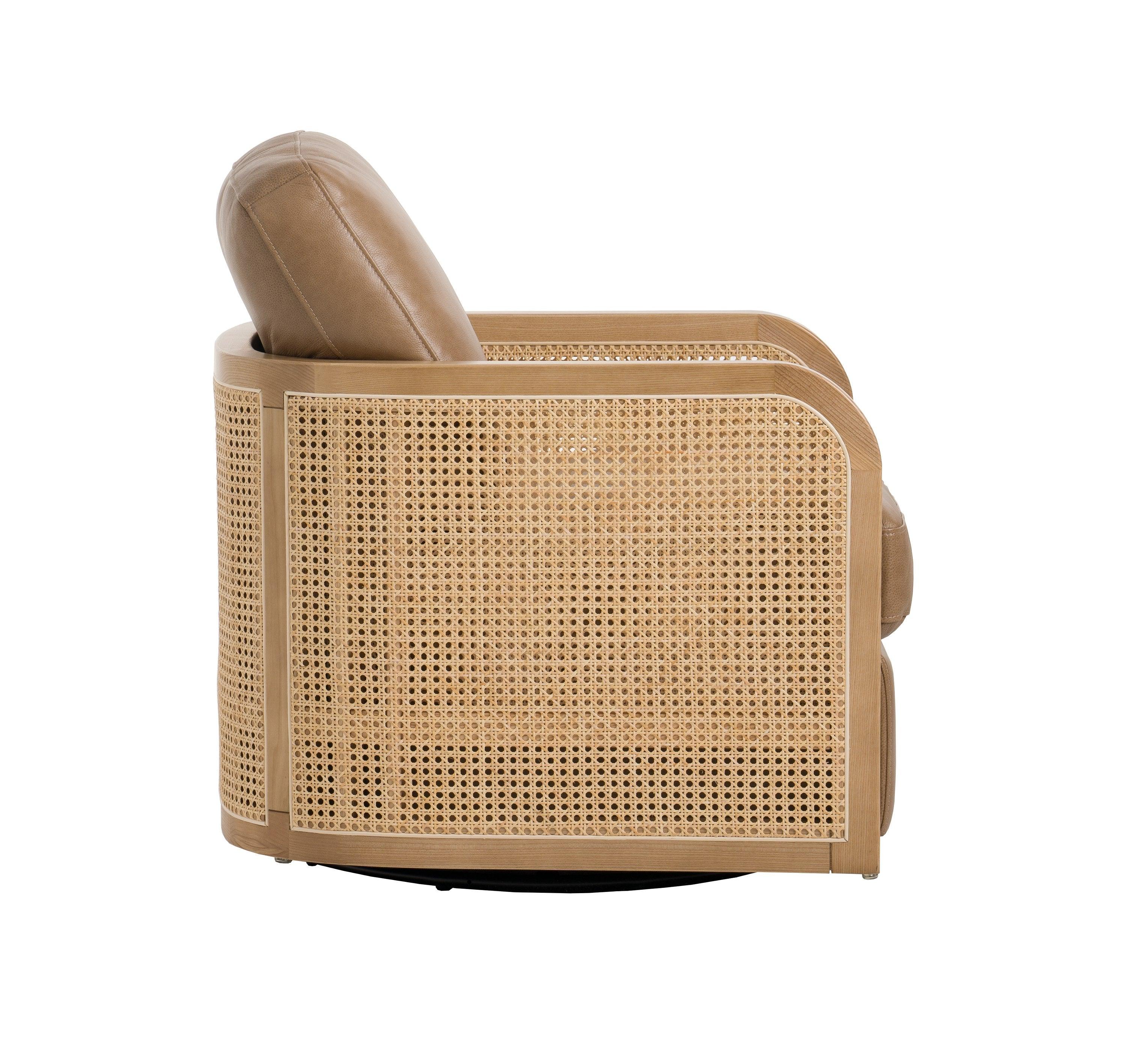 Divani Casa Danson Modern Leather Wicker Swivel Accent Chair