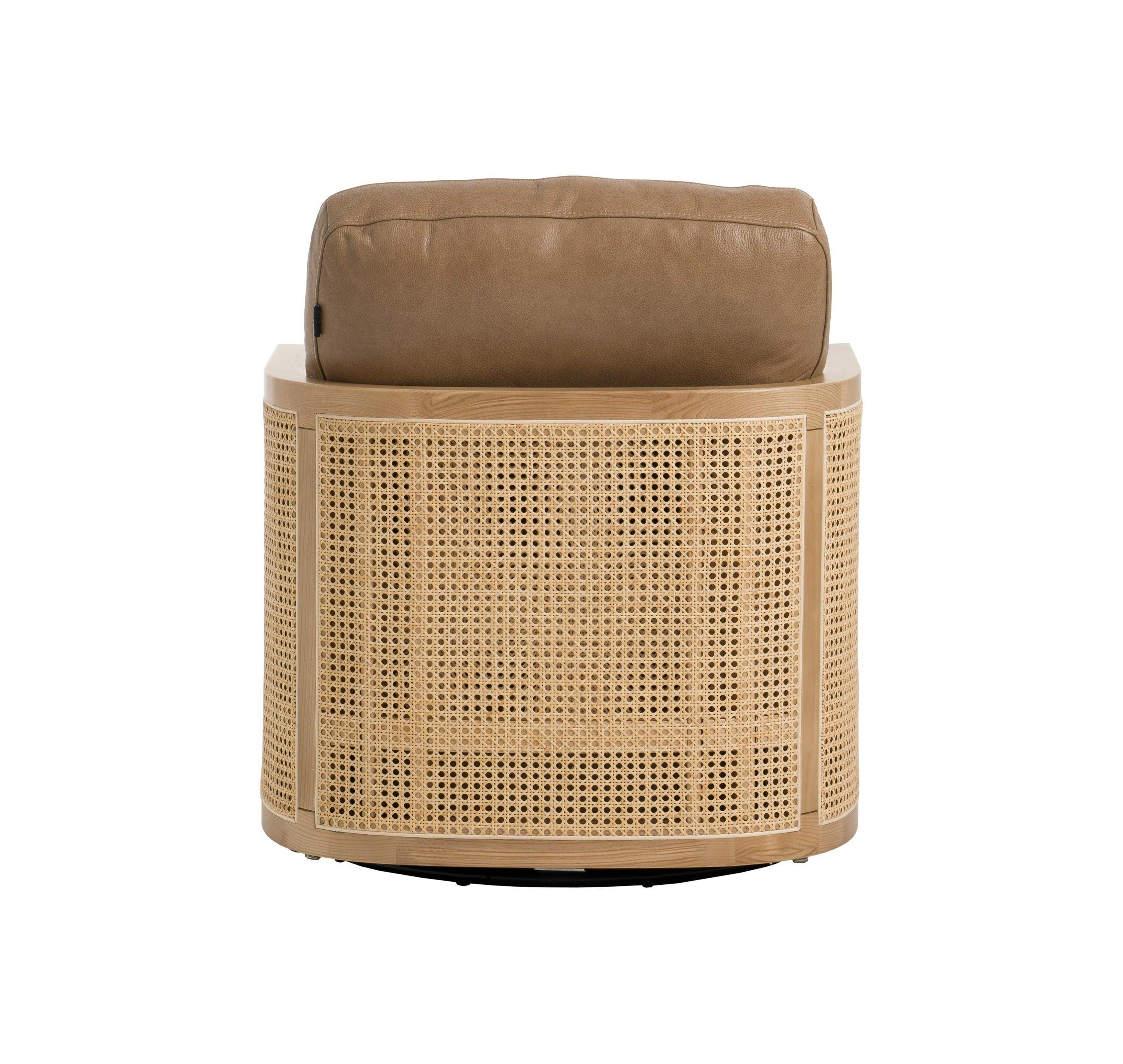 Divani Casa Danson Modern Leather Wicker Swivel Accent Chair