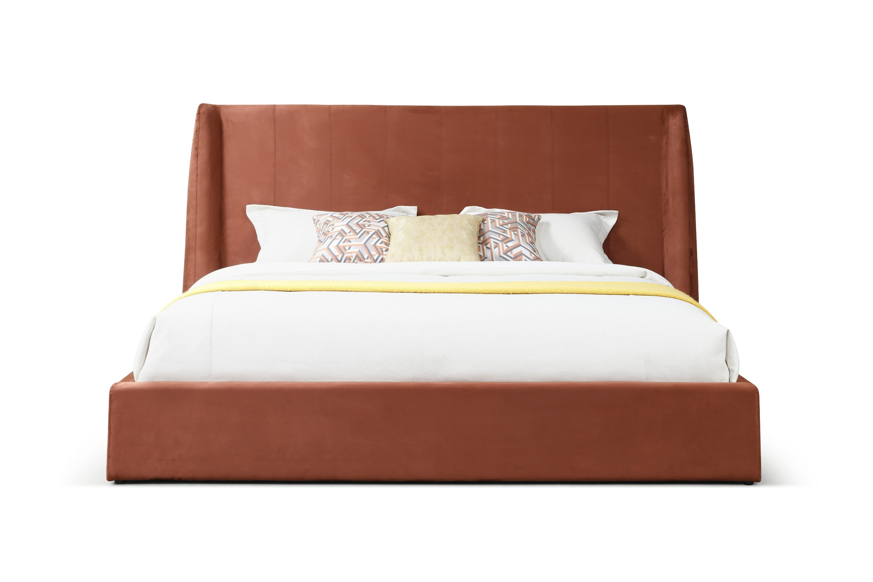 Modrest Roma - Modern Burnt Orange Microfiber Upholstered Bed-Bed-VIG-Wall2Wall Furnishings