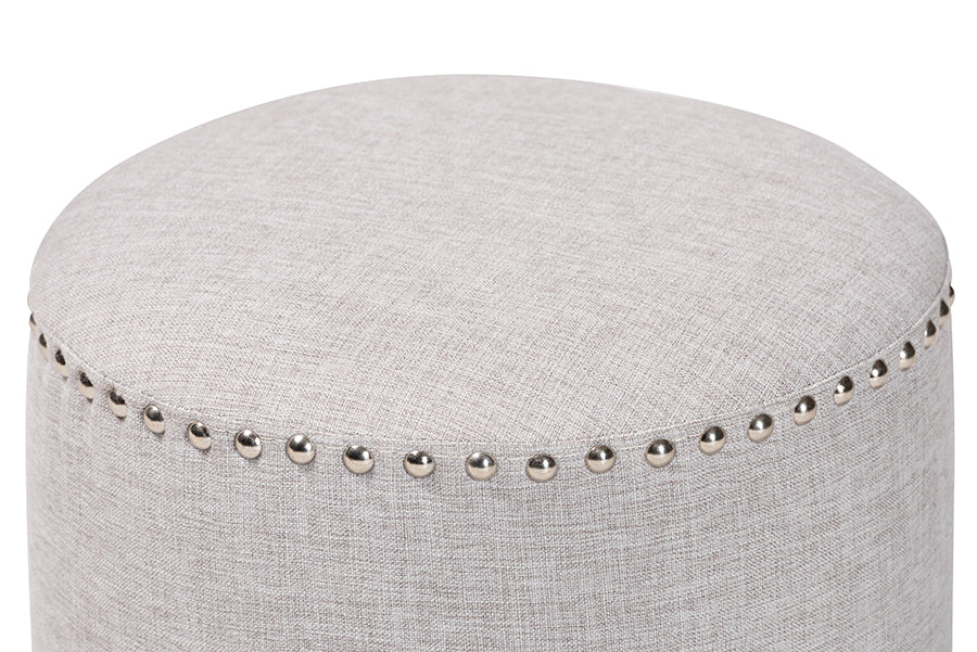 Rosine Modern and Contemporary Fabric Upholstered Nail Trim Ottoman