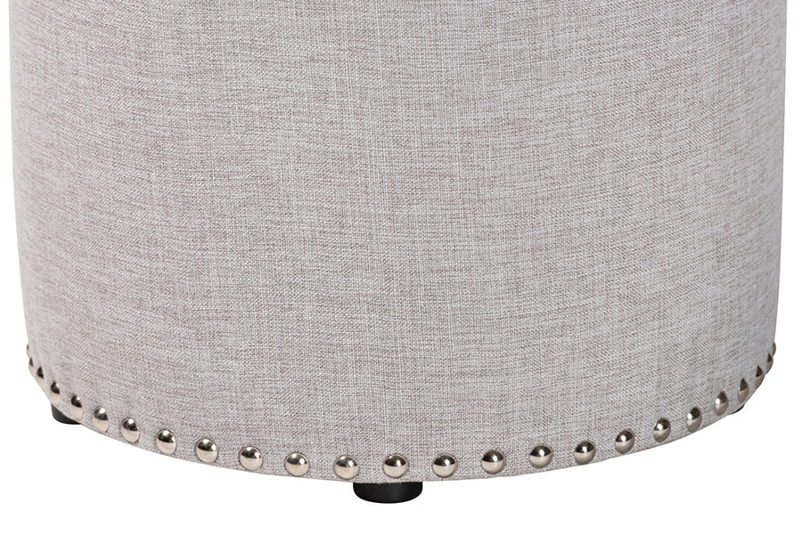 Rosine Modern and Contemporary Fabric Upholstered Nail Trim Ottoman