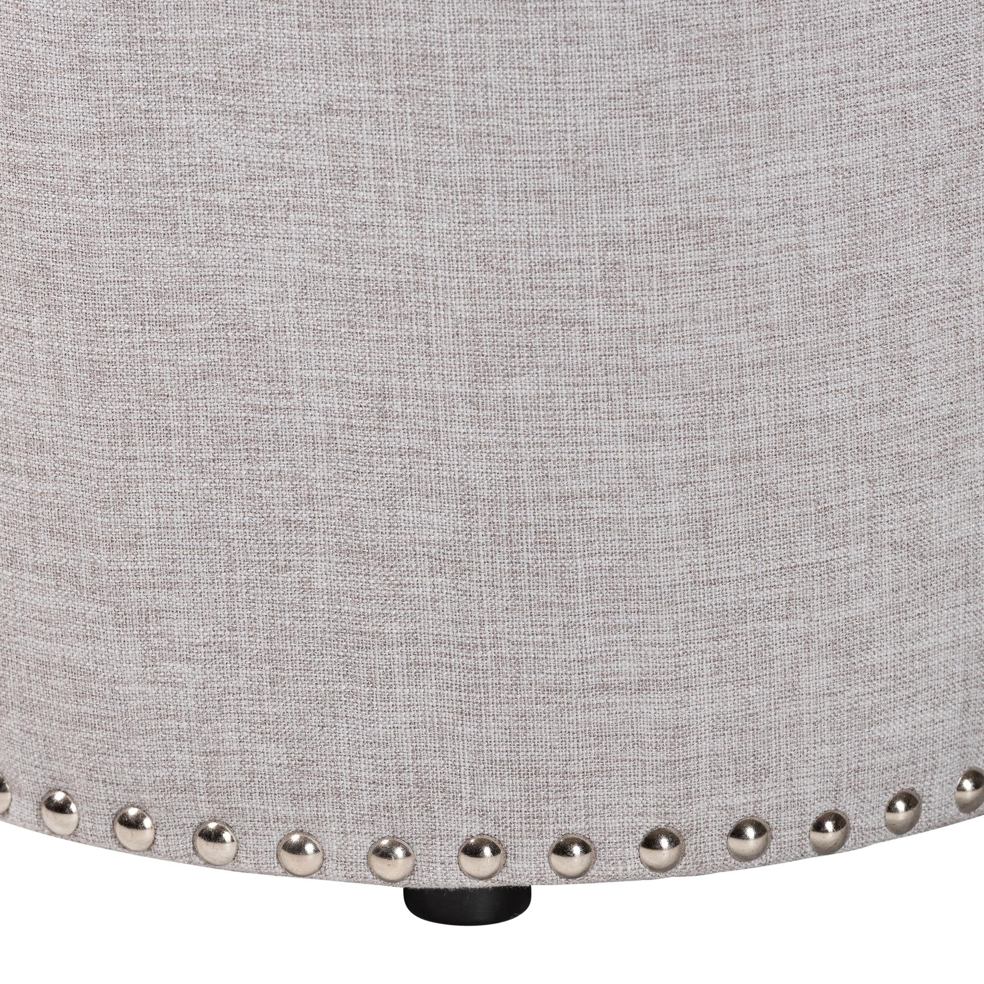 Rosine Modern and Contemporary Fabric Upholstered Nail Trim Ottoman