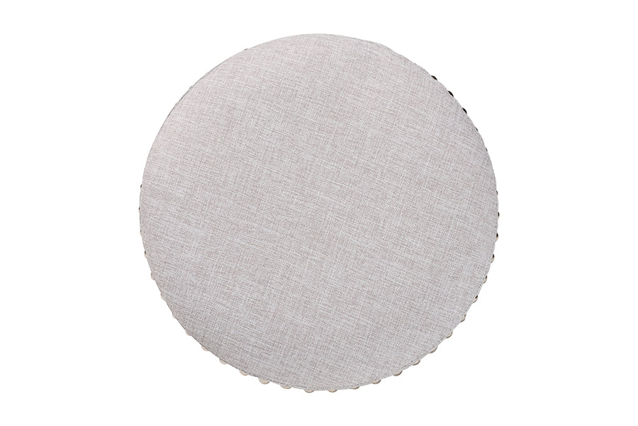 Rosine Modern and Contemporary Fabric Upholstered Nail Trim Ottoman