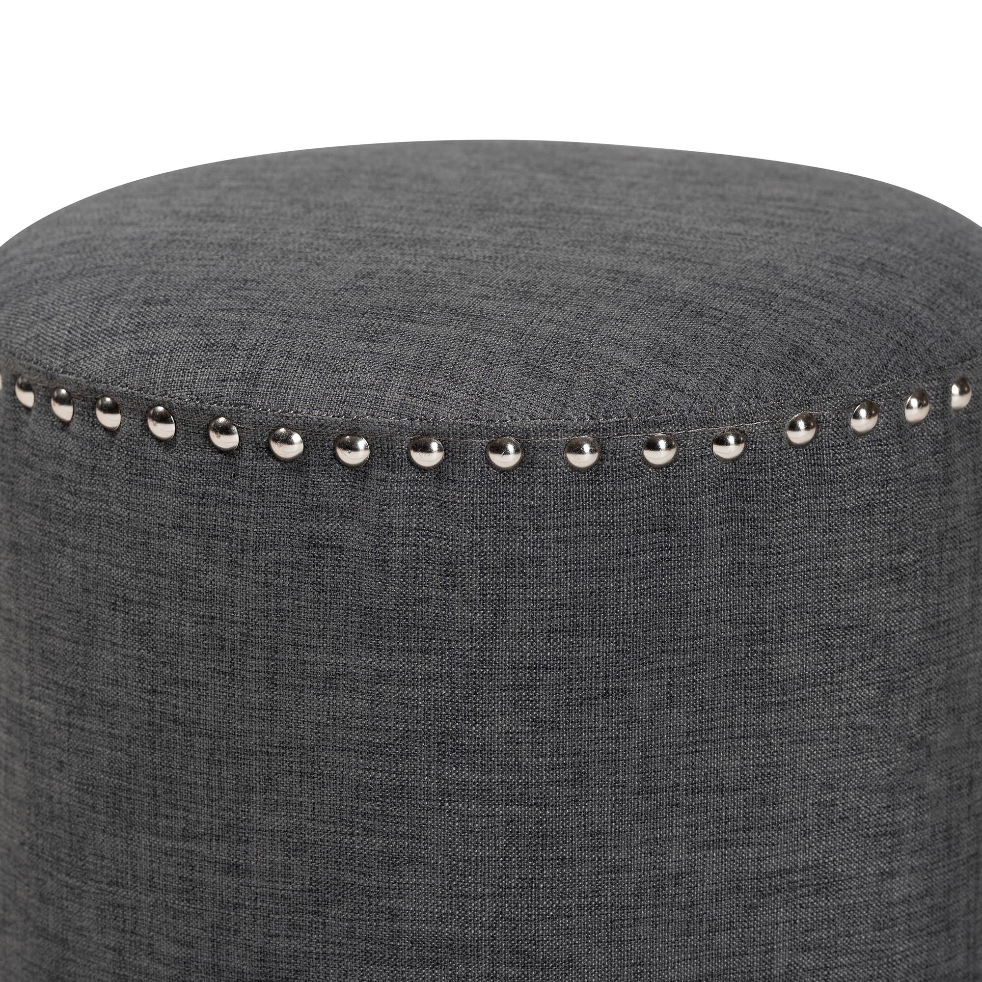 Rosine Modern and Contemporary Fabric Upholstered Nail Trim Ottoman