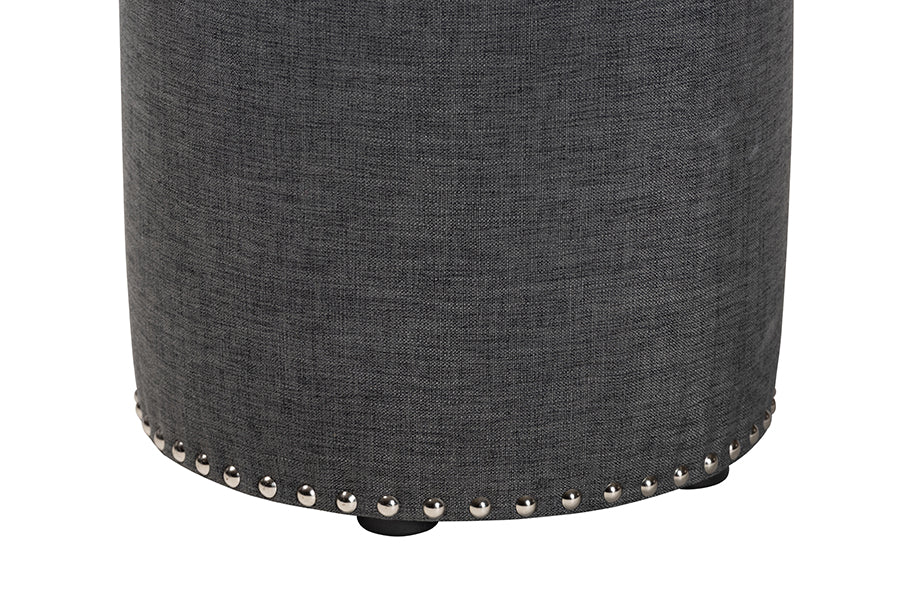 Rosine Modern and Contemporary Fabric Upholstered Nail Trim Ottoman