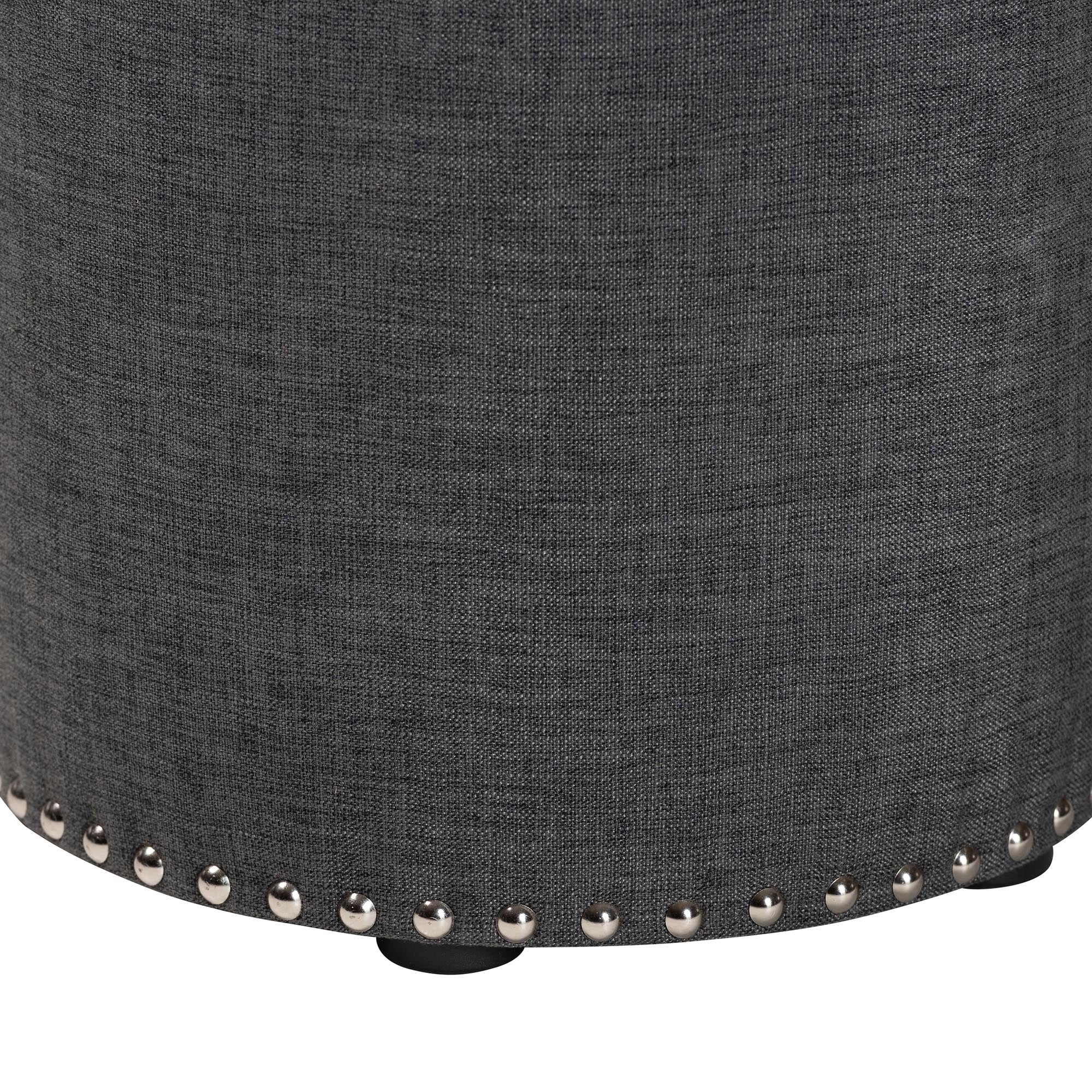 Rosine Modern and Contemporary Fabric Upholstered Nail Trim Ottoman