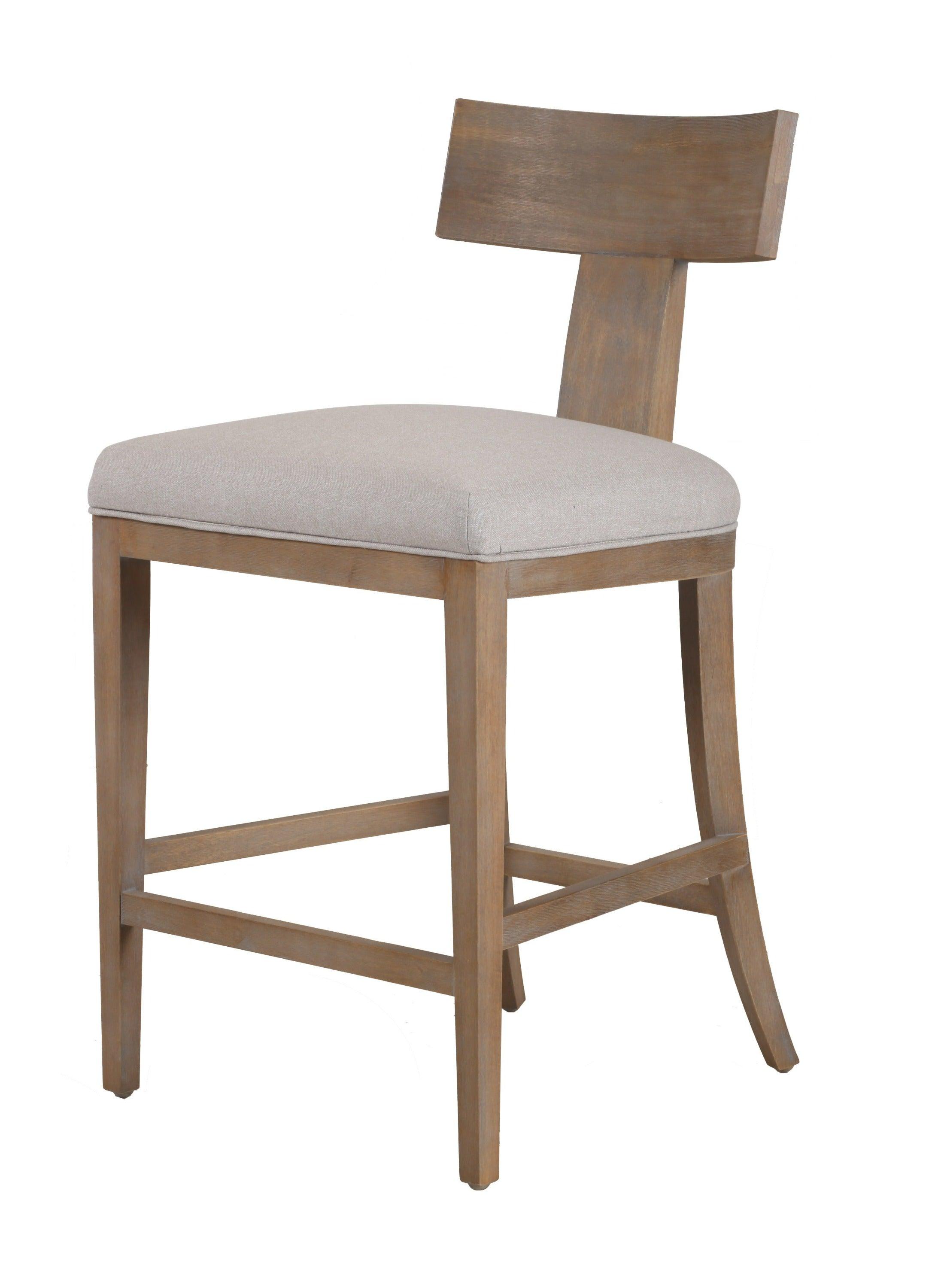 Modrest Fabien MidCentury Modern Linen Wood Counter Chair