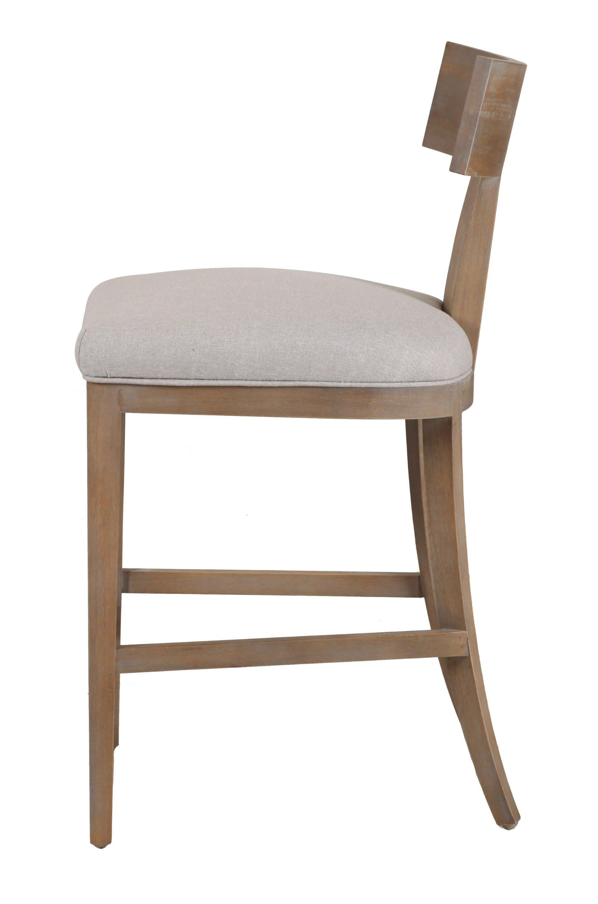 Modrest Fabien MidCentury Modern Linen Wood Counter Chair