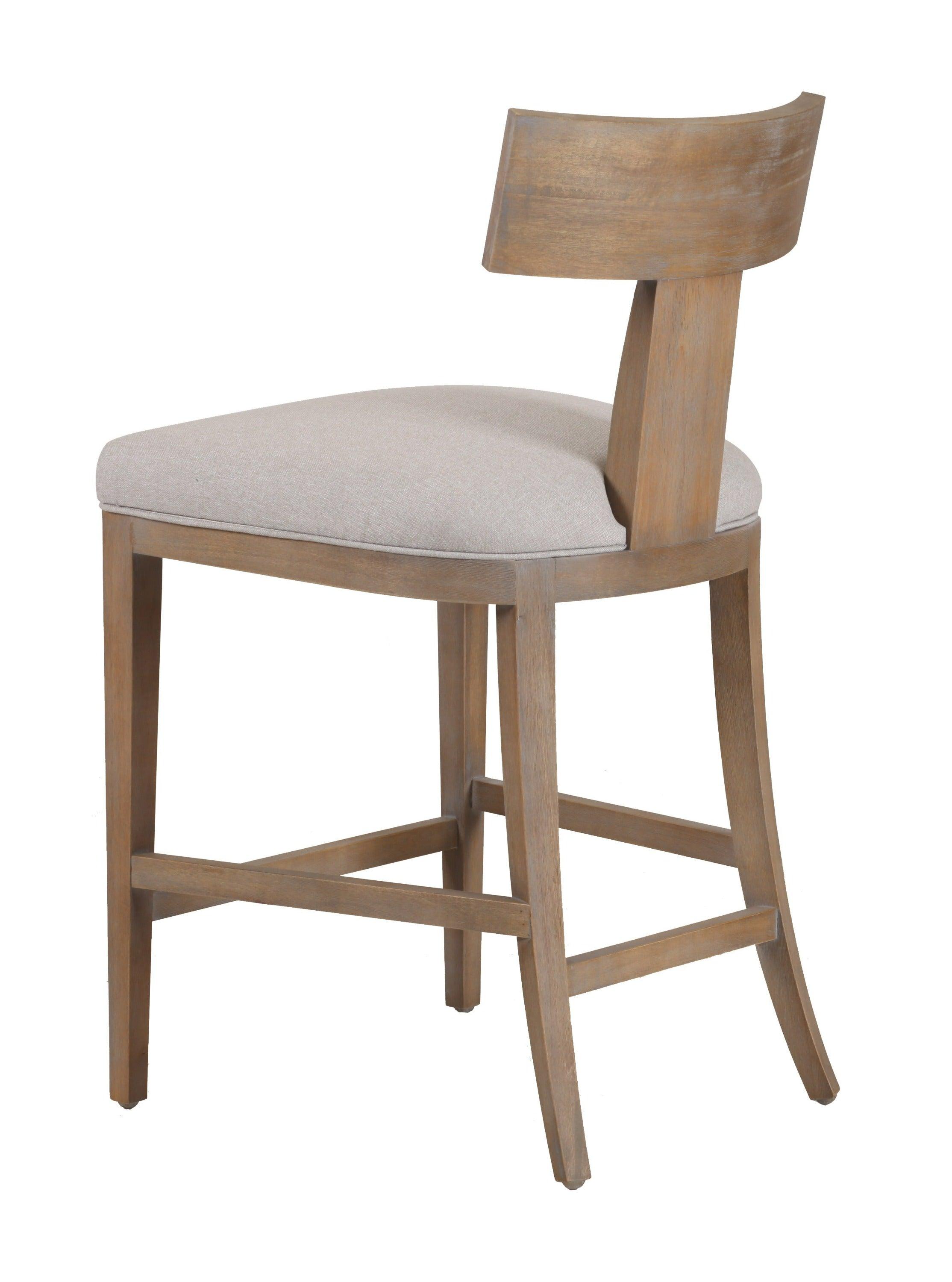 Modrest Fabien MidCentury Modern Linen Wood Counter Chair
