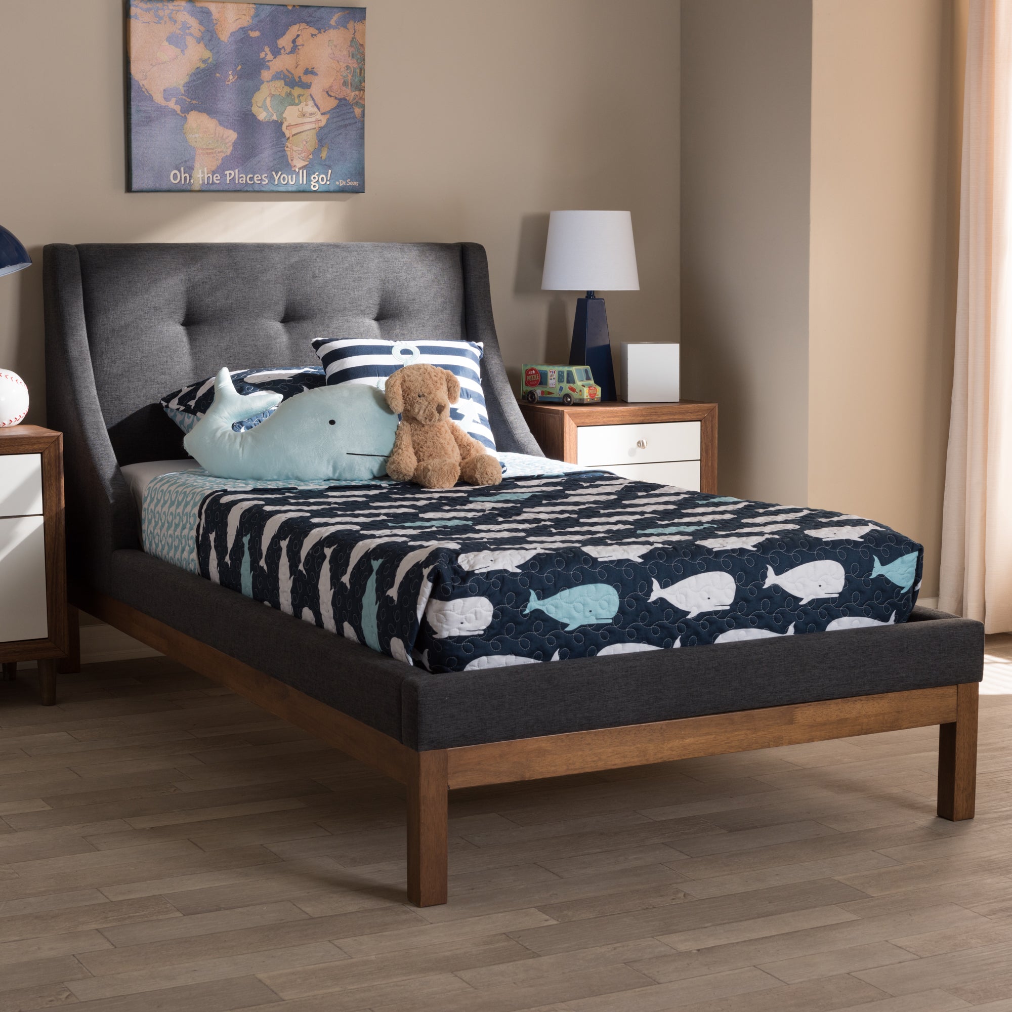 Louvain Modern and Contemporary Fabric Upholstered -Finished Sized Platform Bed
