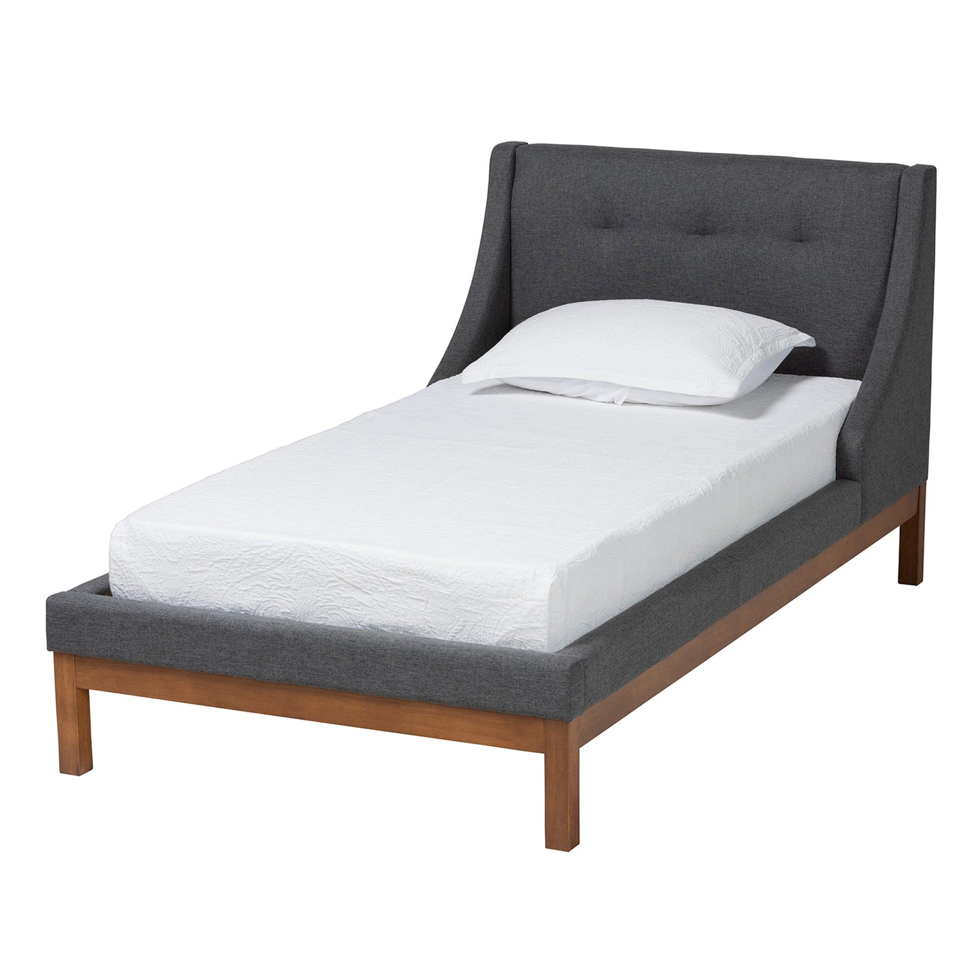 Louvain Mid-Century Modern Transitional Dark Fabric Upholstered 3-Piece Bedroom Set
