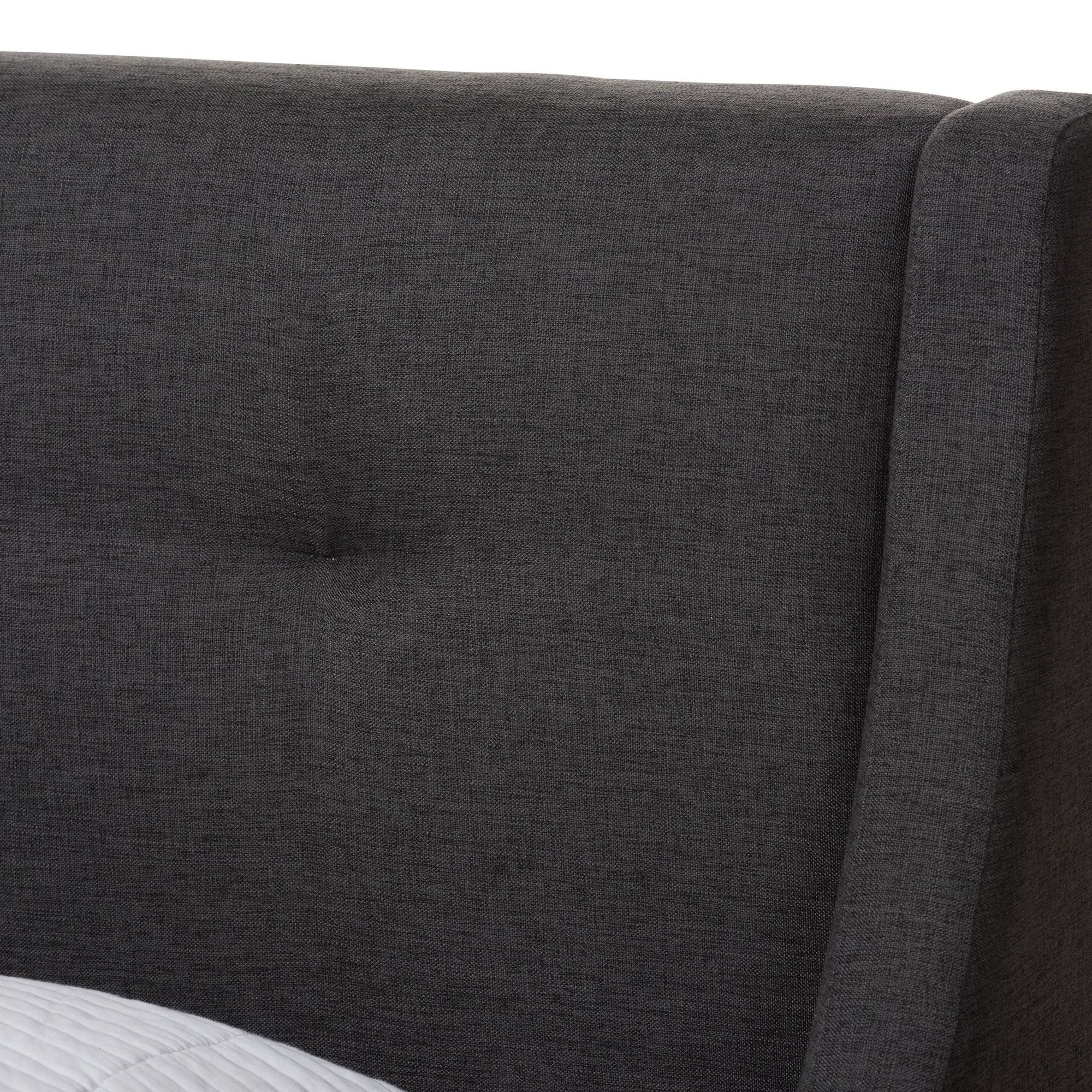 Louvain Mid-Century Modern Transitional Dark Fabric Upholstered 3-Piece Bedroom Set