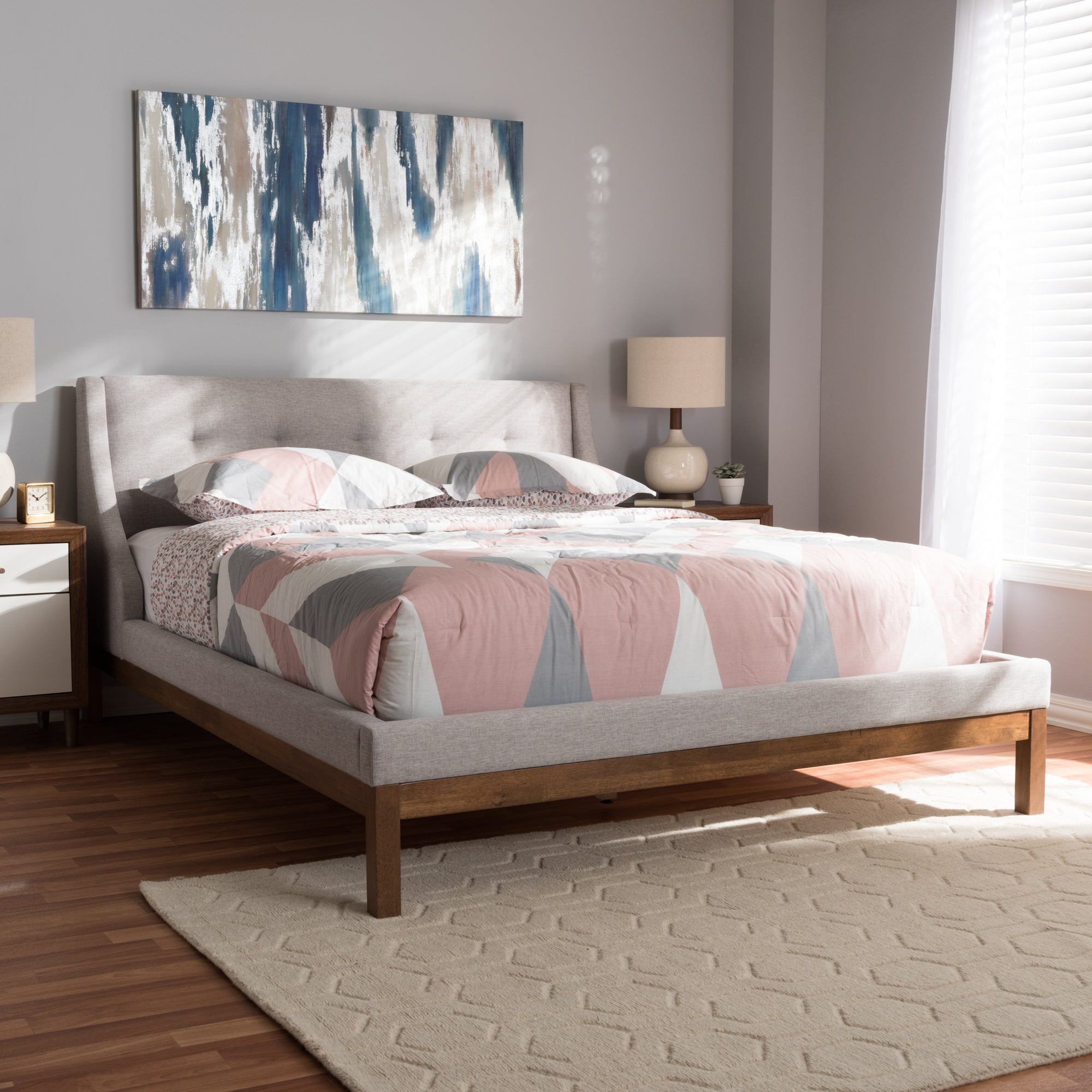Louvain Modern and Contemporary Fabric Upholstered -Finished Sized Platform Bed
