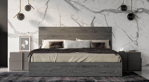 Lucia Italian Modern Matte / Elm Bed and 2 Nightstands Set