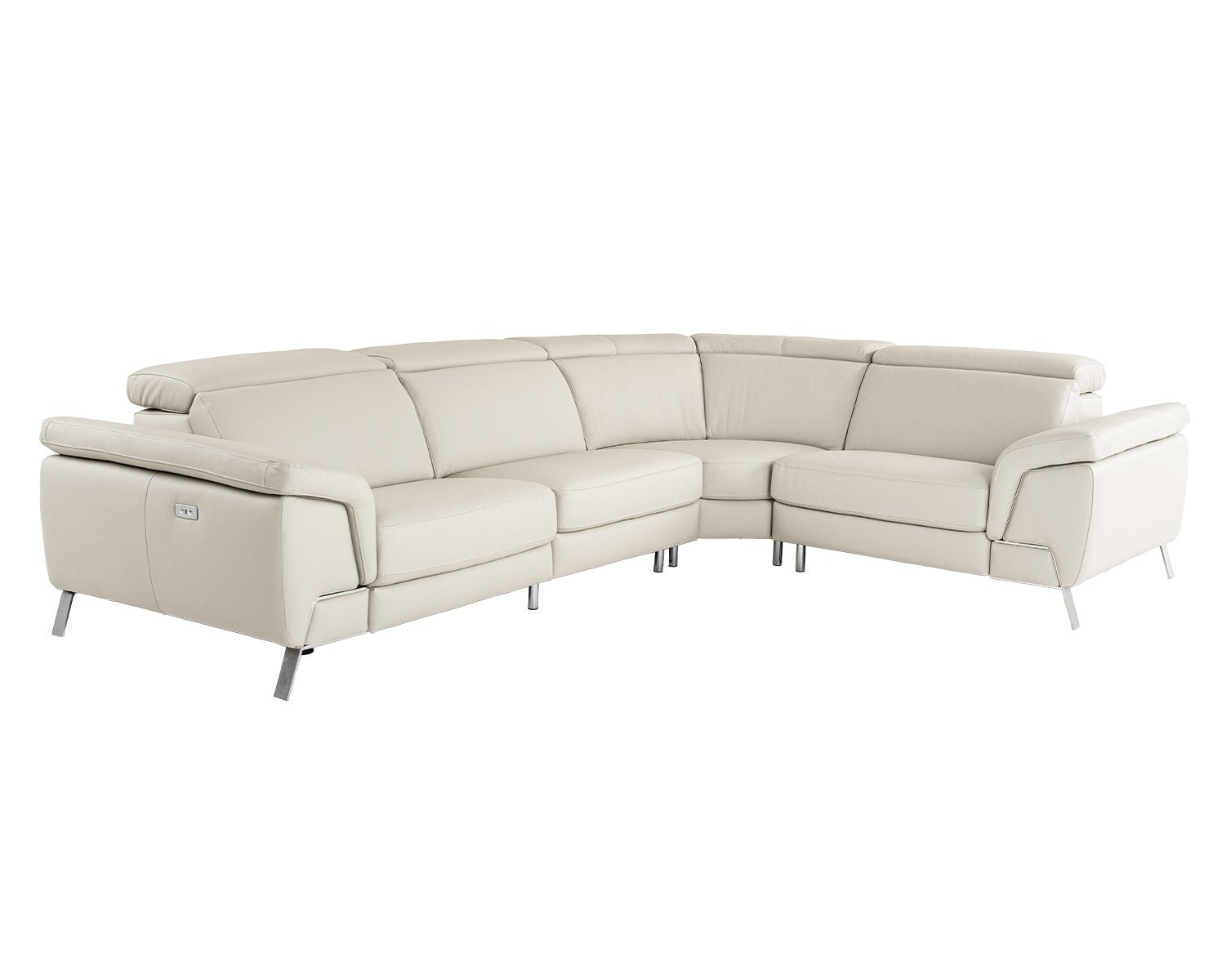 Mini Wonder Italian Modern Leather Sectional Sofa with Left Facing Recliner